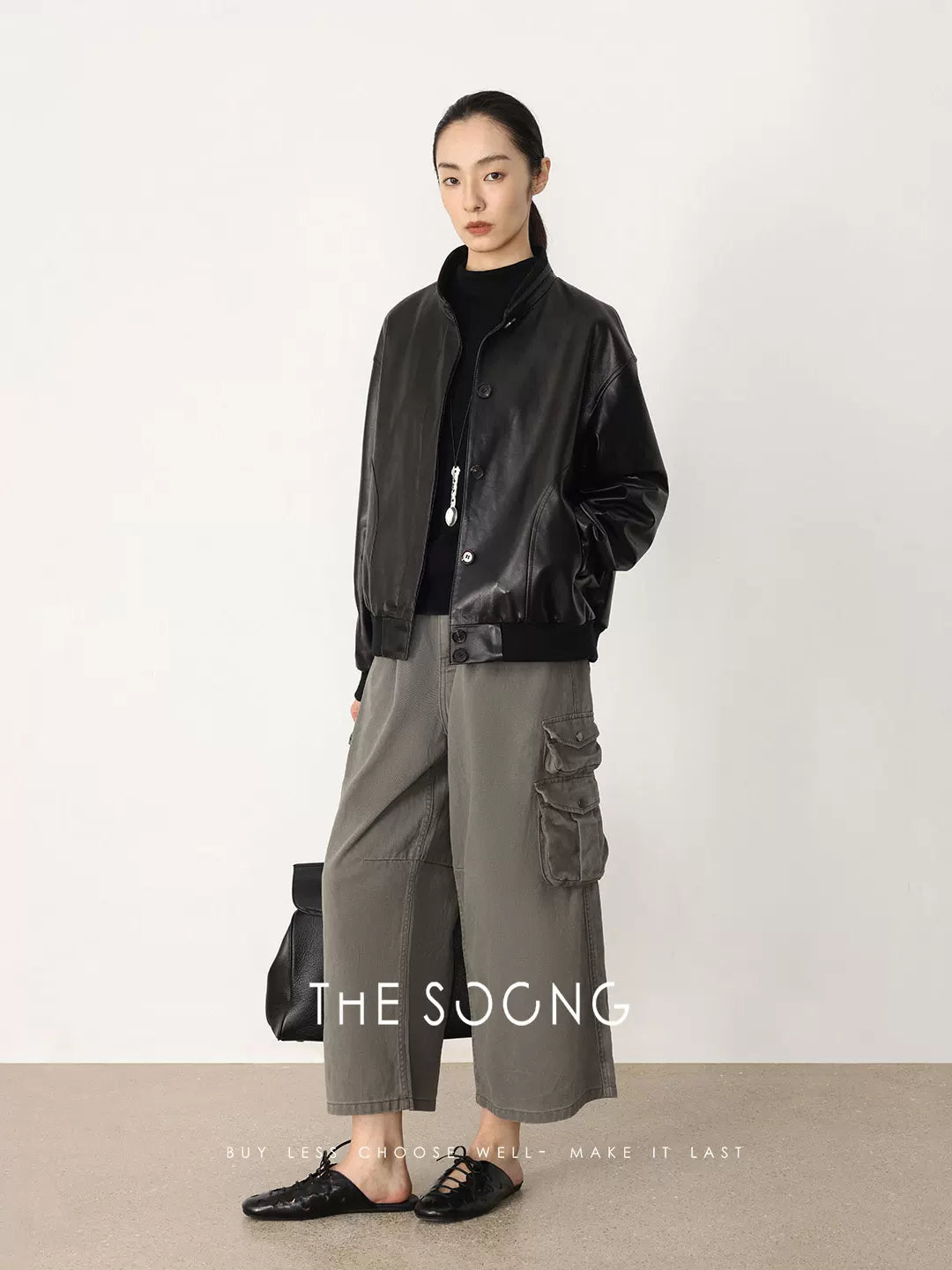 THESOONG/Spring New Casual Nine-Point Wide-Leg Cargo Pants Women Outdoor Casual Sports HBKZ8047