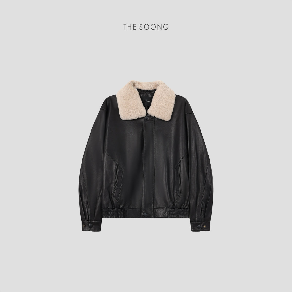 THESOONG/Haili Leather Jacket Retro High-End Wool Collar Detachable Non-Coated Leather Jacket for Women 9148