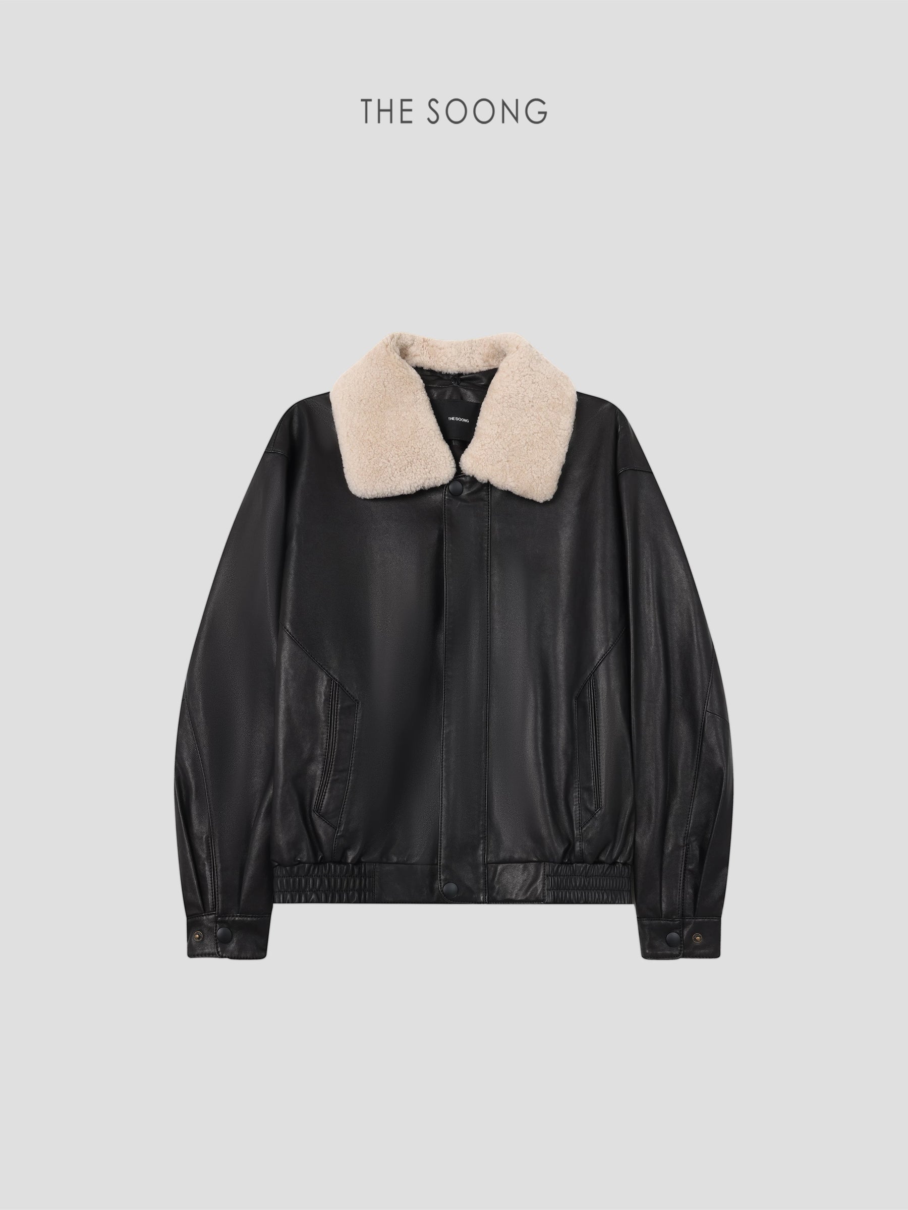 THESOONG/Haili Leather Jacket Retro High-End Wool Collar Detachable Non-Coated Leather Jacket for Women 9148