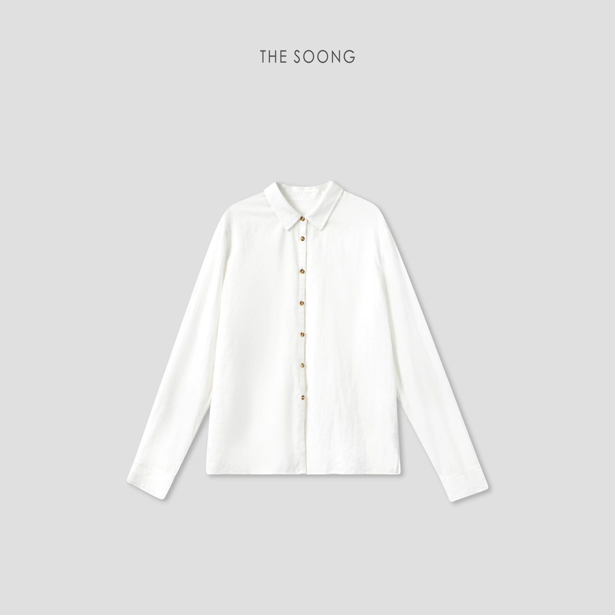 THESOONG/Minimalist 100% Cotton French Polo Collar Side Seam Thin Shirt for Women 8865