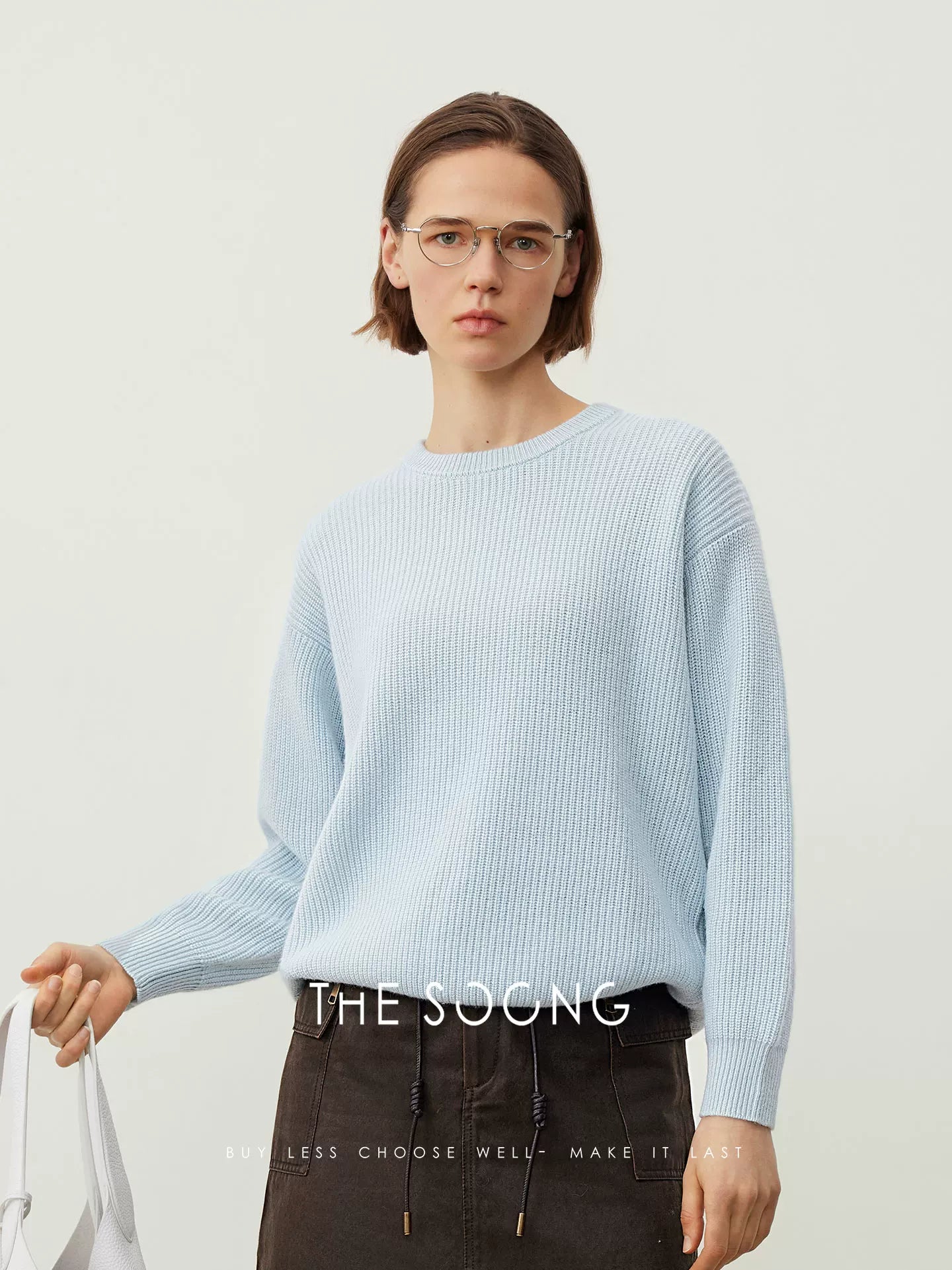 THESOONG/Autumn and Winter Sheep Wool Cashmere Sweater Women Crew Neck Knit Base Shirt HLMY6902