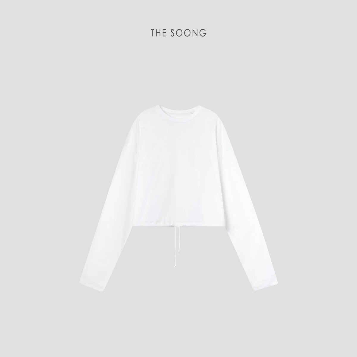 THESOONG/Sculptural Aesthetics Minimalist High-Density Pure Cotton Air-Layer Weave Tailored Drawstring Women's T-Shirt 6851