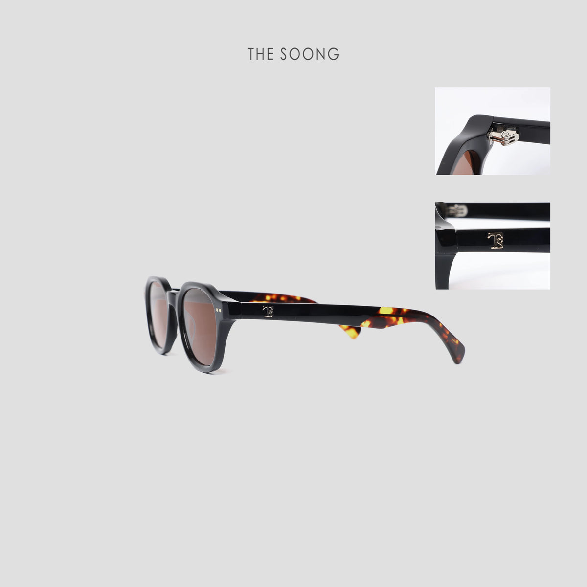 THESOONG/Minimalist lightweight two-tone spliced glasses handmade black frame sunglasses