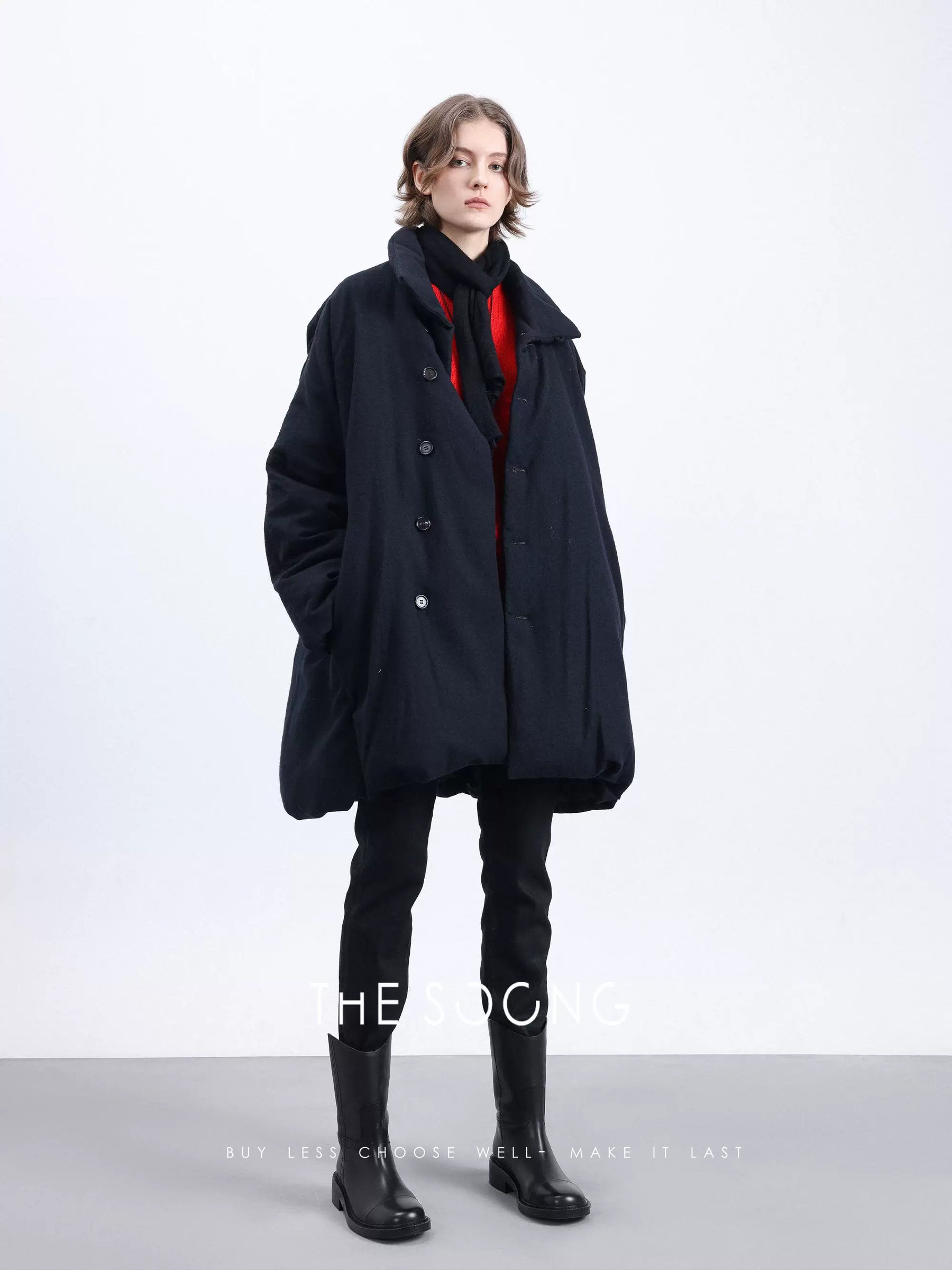 THESOONG / Relaxed Edge 95 White Goose Down Winter Black High-end Stand-collar Down Jacket 8090