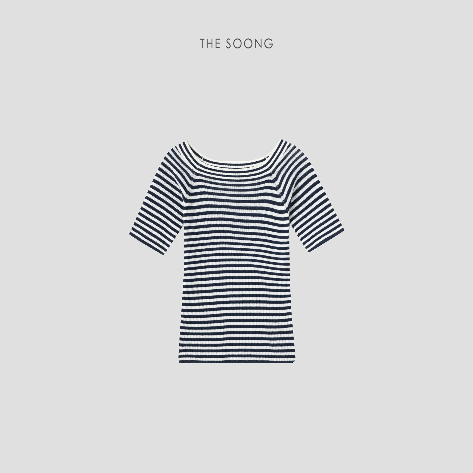 THESOONG / "Classic Versatile" French Stripe Soft Color Short Sleeve Top 9067