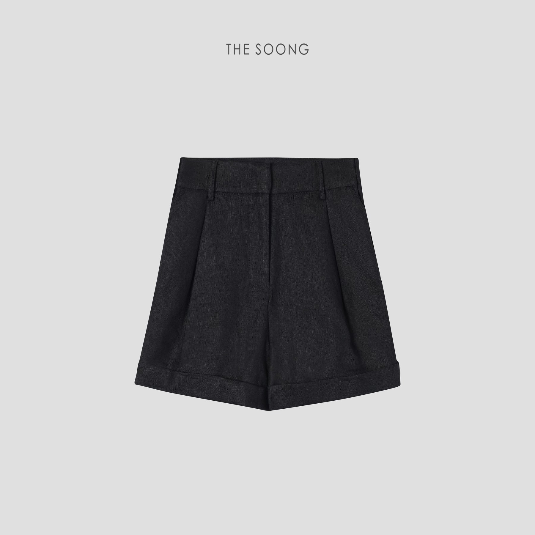 THESOONG/French Vintage 100% Selected Linen Minimal Mid-Waist Slim A-Line Casual Blazer Shorts