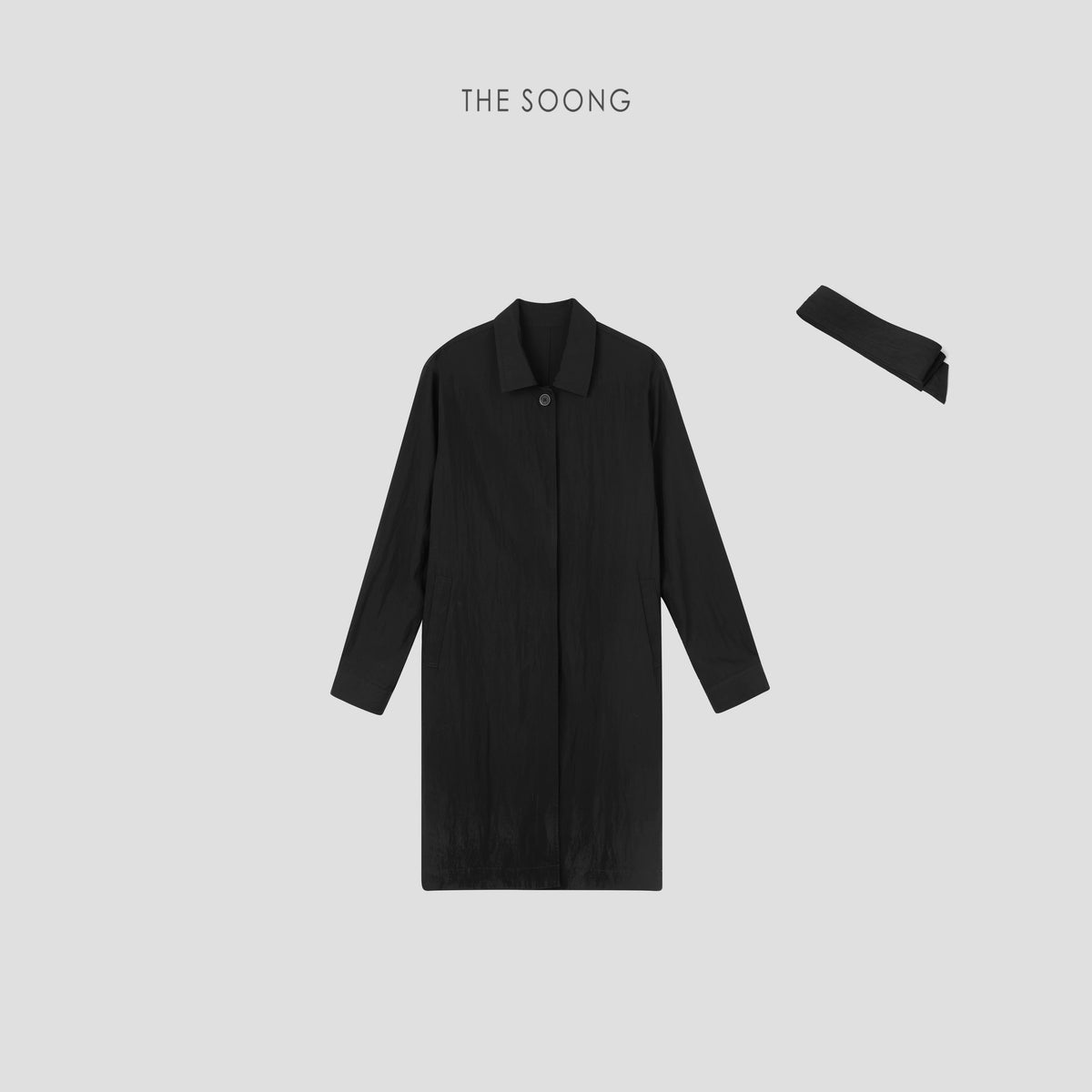 THESOONG/Paper-Thin Classic Versatile British Style Wrinkle-Resistant Single-Layer Long Early Autumn New Trench Coat Jacket