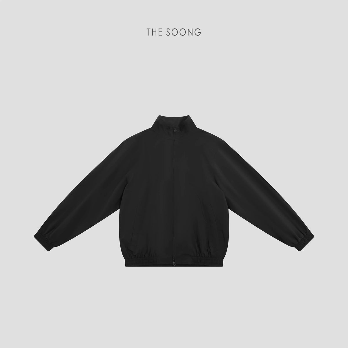 THESOONG/Silent Jacket Black Stand Collar Zipper Light Outdoor Windproof Cuff Casual Jacket for Women 7573