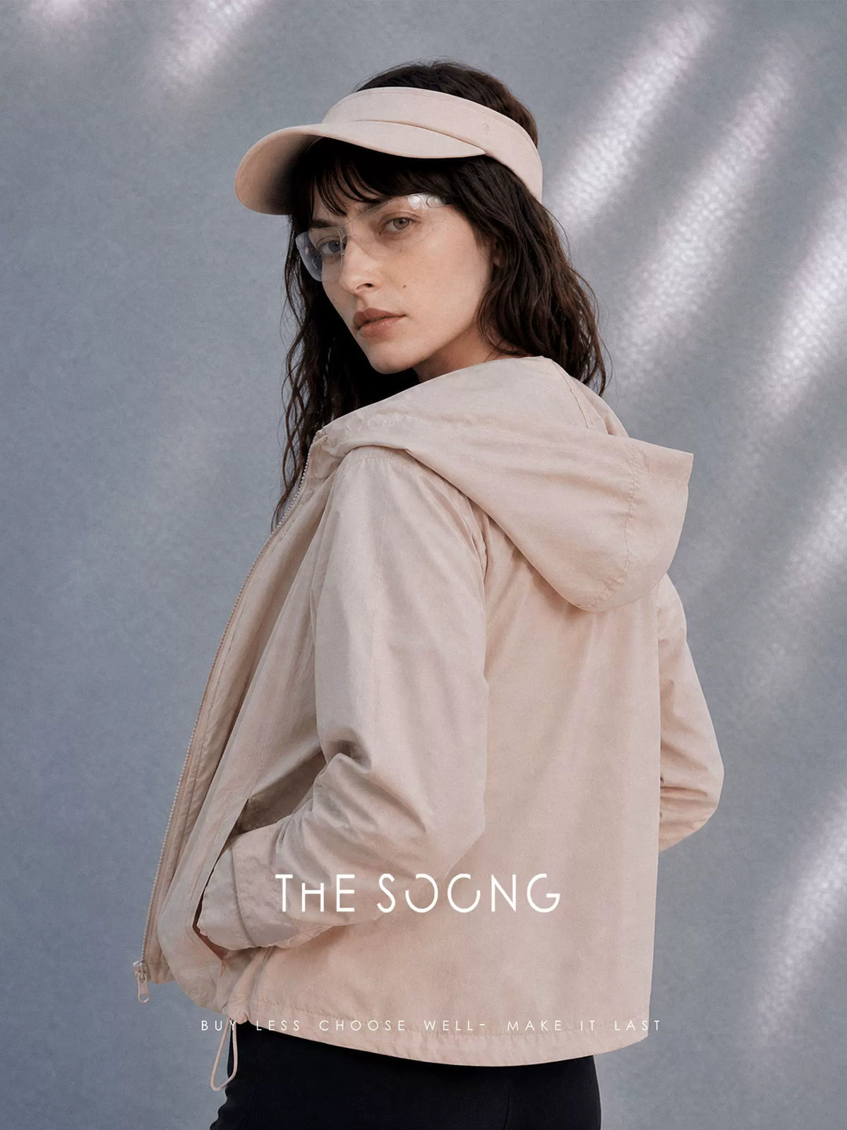 THESOONG/Light as Nothing Loose Drop Shoulder Adjustable Hem Hooded Sun Protection Set 8555/8556