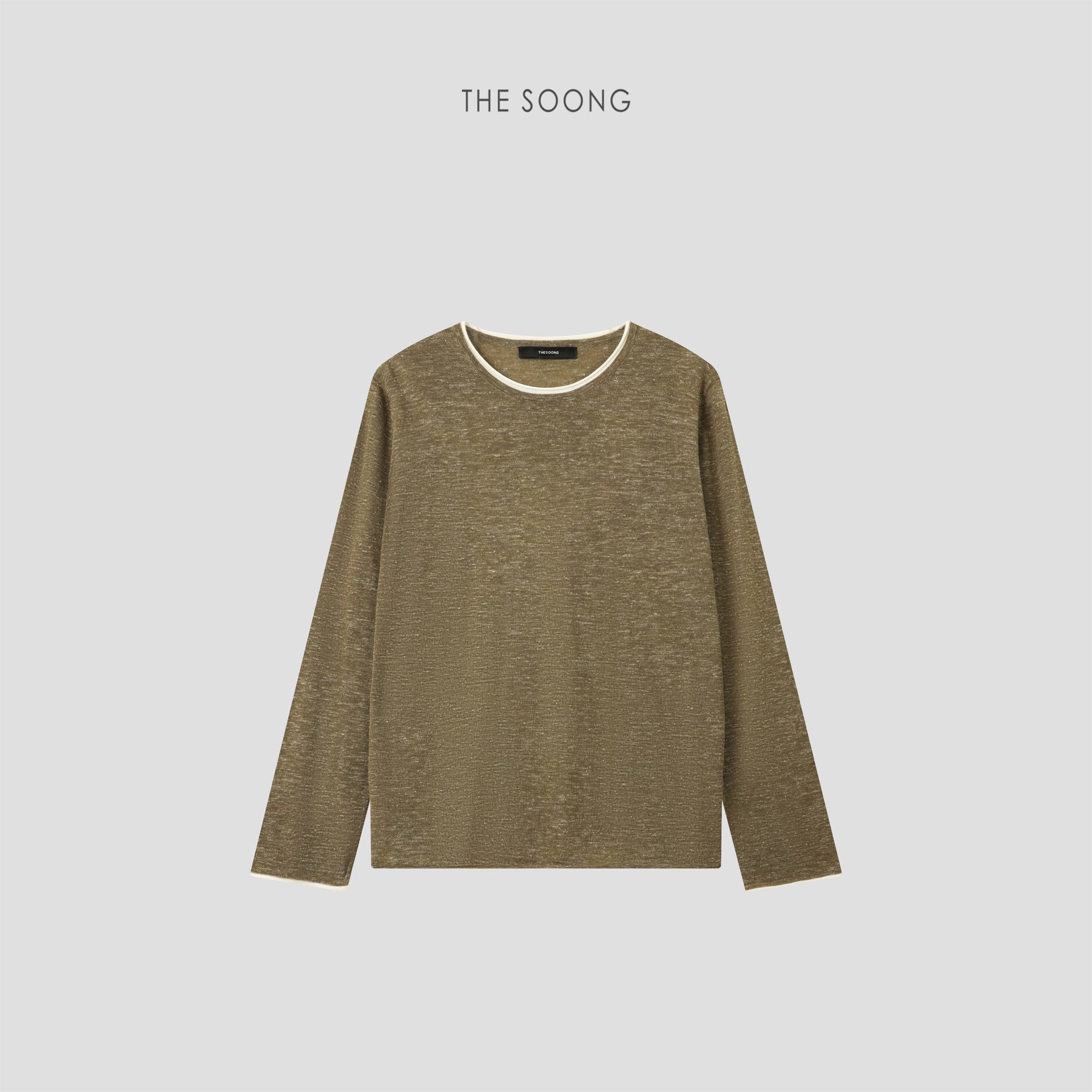 THESOONG/Lightweight Comfort Mulberry Silk High-Weight Blended Wool Round Neck Long-Sleeve Base Shirt 8581