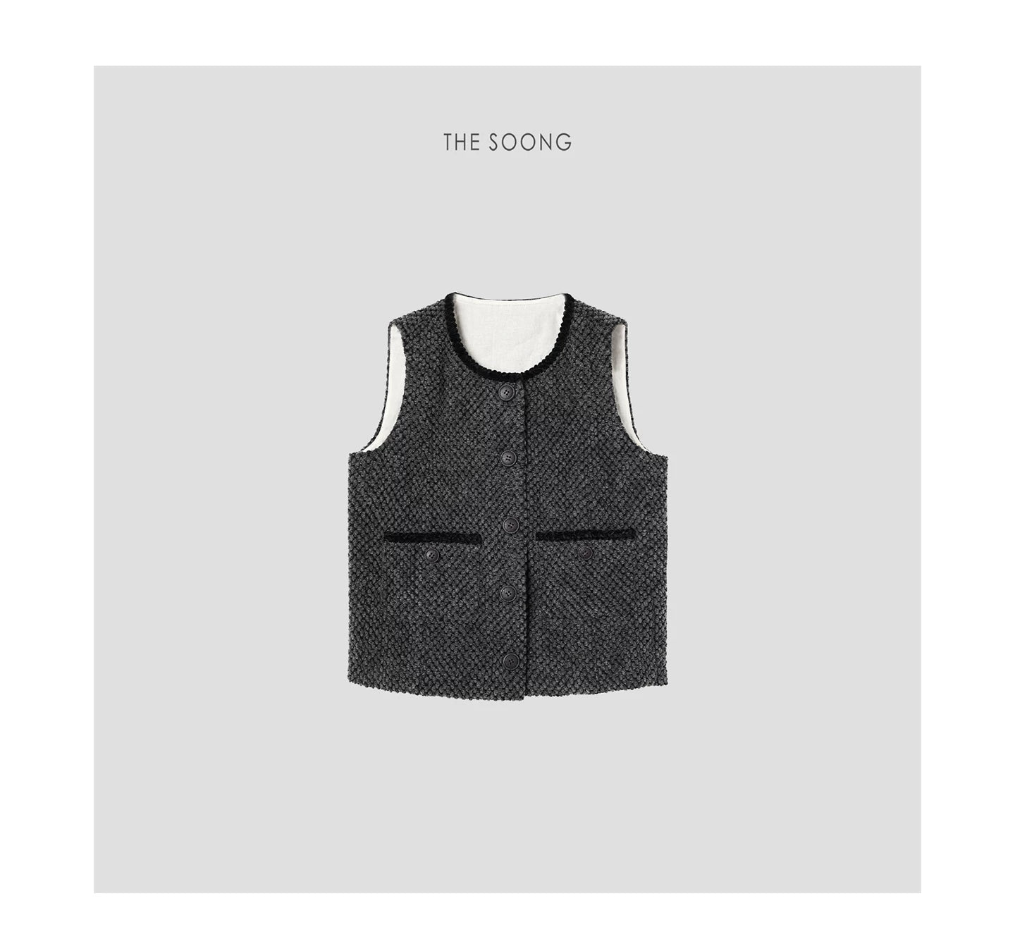 【Clearance 3】Tailored wool hand-knitted textured autumn/winter women's lace vest cardigan 7649