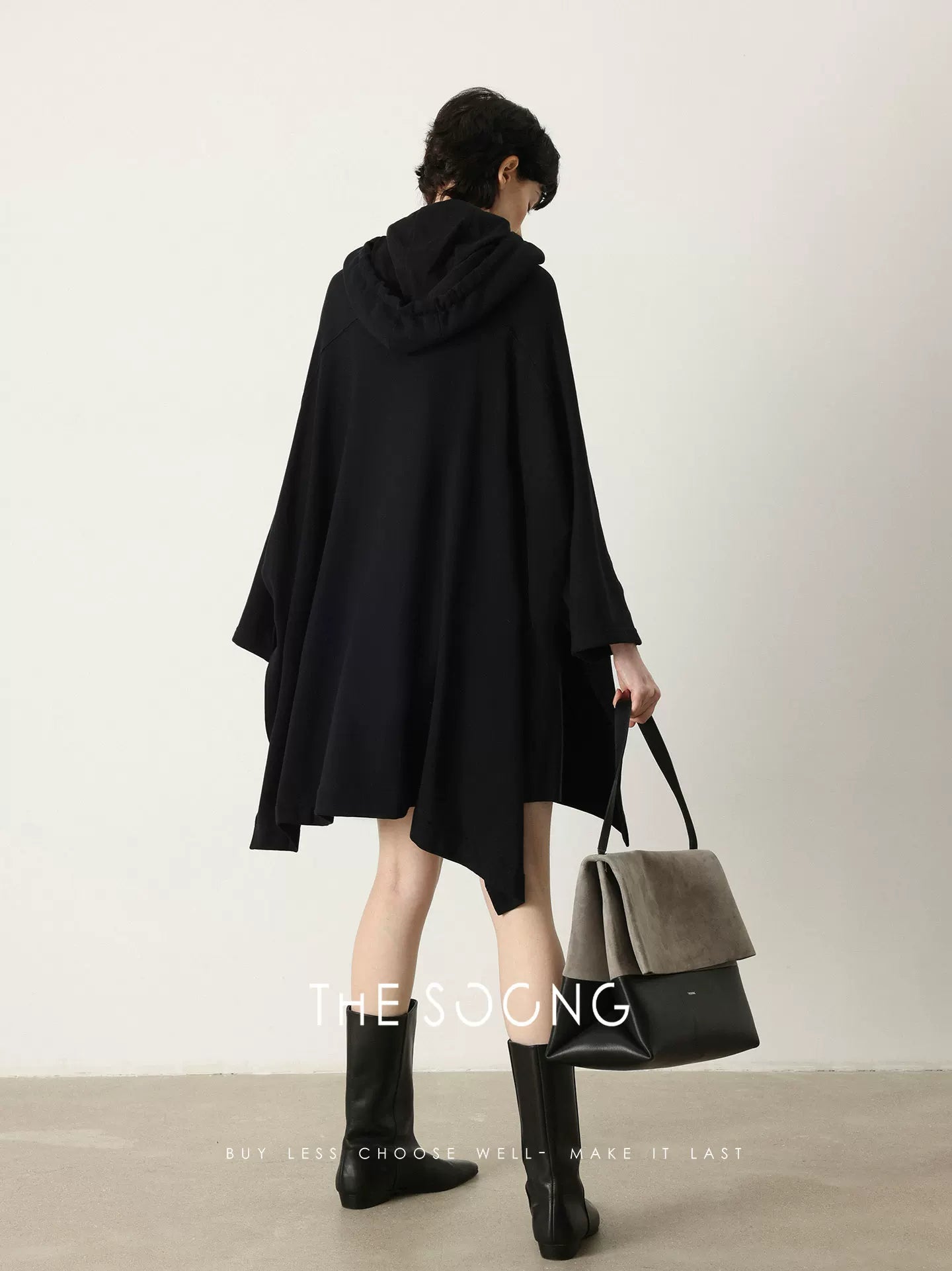 [Clearance 3] Serene Ergonomic Pure Cotton Ultra-Fine Four-Line Crochet Mid-Long Hooded Sweatshirt 7288