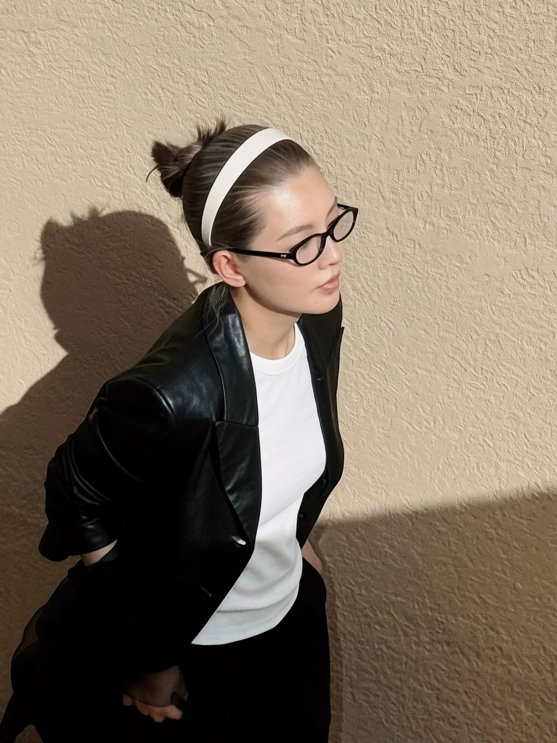 THESOONG/Non-Constricting Headband, Acetate Material, Glossy Wide Color-Block with Metal Logo 9442