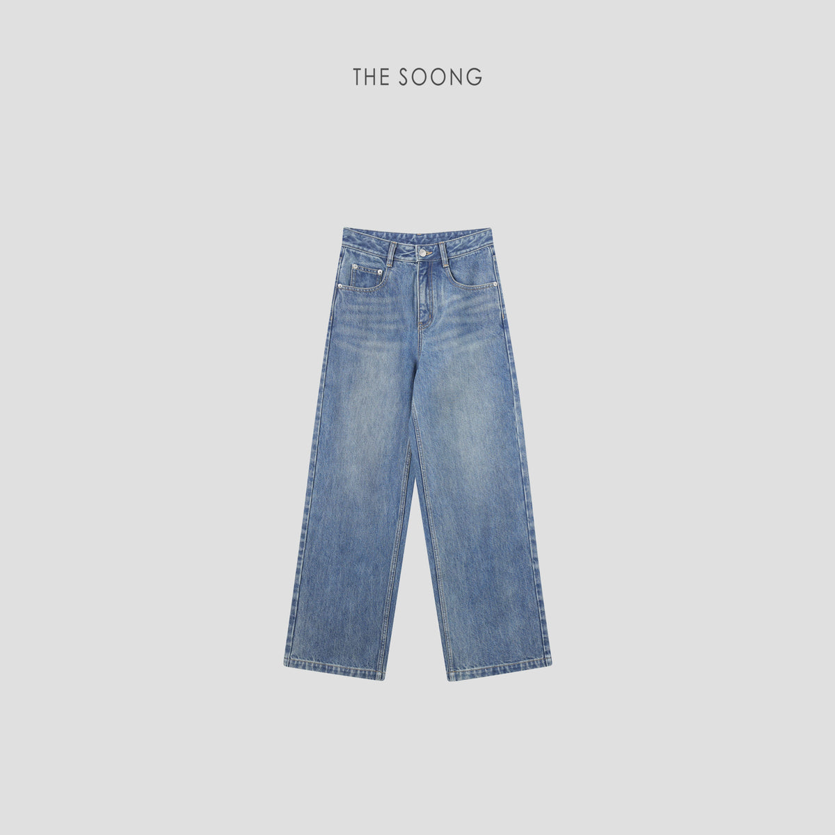 THESOONG/Blue Cow Bracket Pants, Turkish Imported Fabric 100% Cotton Straight-Leg Jeans for Women, Durable 7276