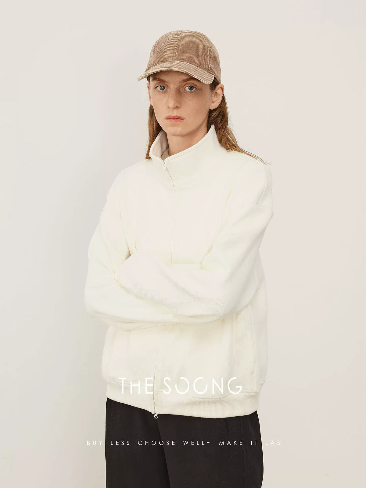 THESOONG/Minimalist Moment Autumn Winter New Classic Soft Yuanbao Knit Integrated Fleece Stand Collar Jacket 8036