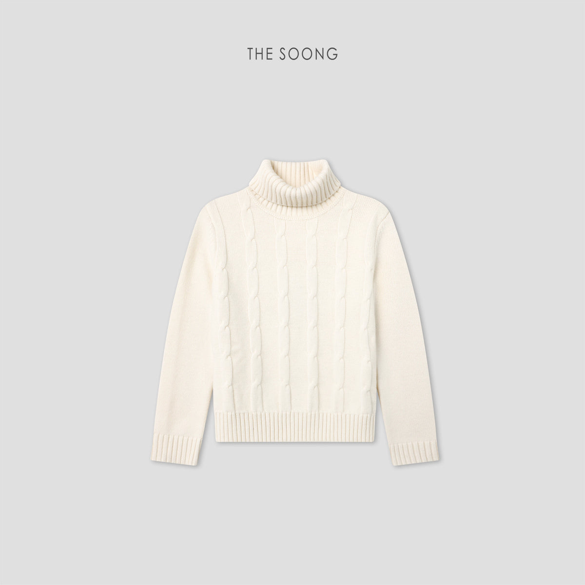 THESOONG / Caroline Sweater 100% Pure Wool High Collar Cable Knit Pullover Sweater for Women 9230