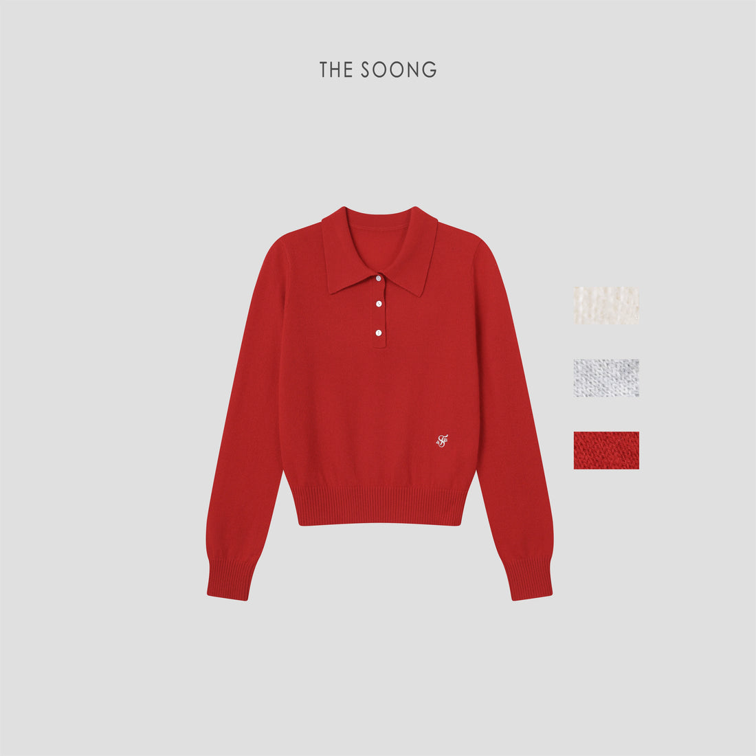 THESOONG/Warm Time Autumn and Winter 100% Cashmere Embroidered Polo Collar Women’s Sweater 9233