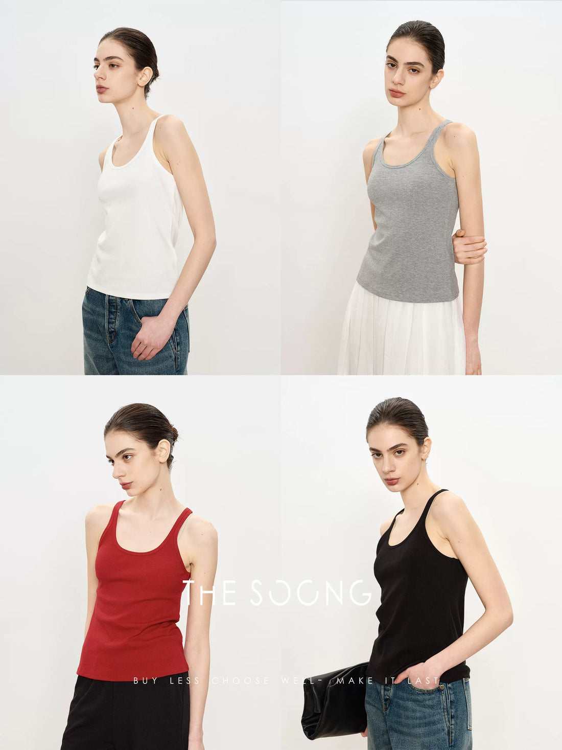 THESOONG/ Summer Alajic solid color comfortable soft breathable elastic non-deforming camisole tank top