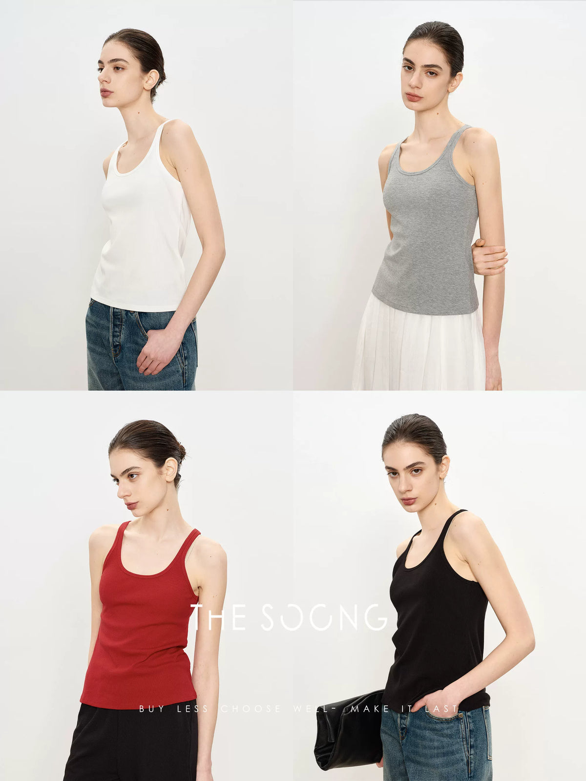 THESOONG/ Summer Alajic solid color comfortable soft breathable elastic non-deforming camisole tank top