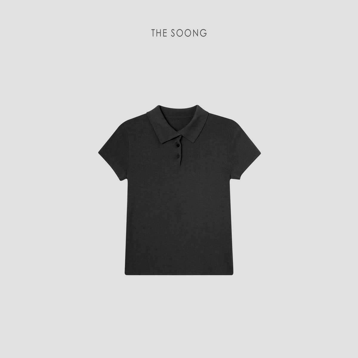 THESOONG / 100% pure cotton double-yarn interwoven women's short sleeve T-shirt, versatile polo Henry shirt 7375