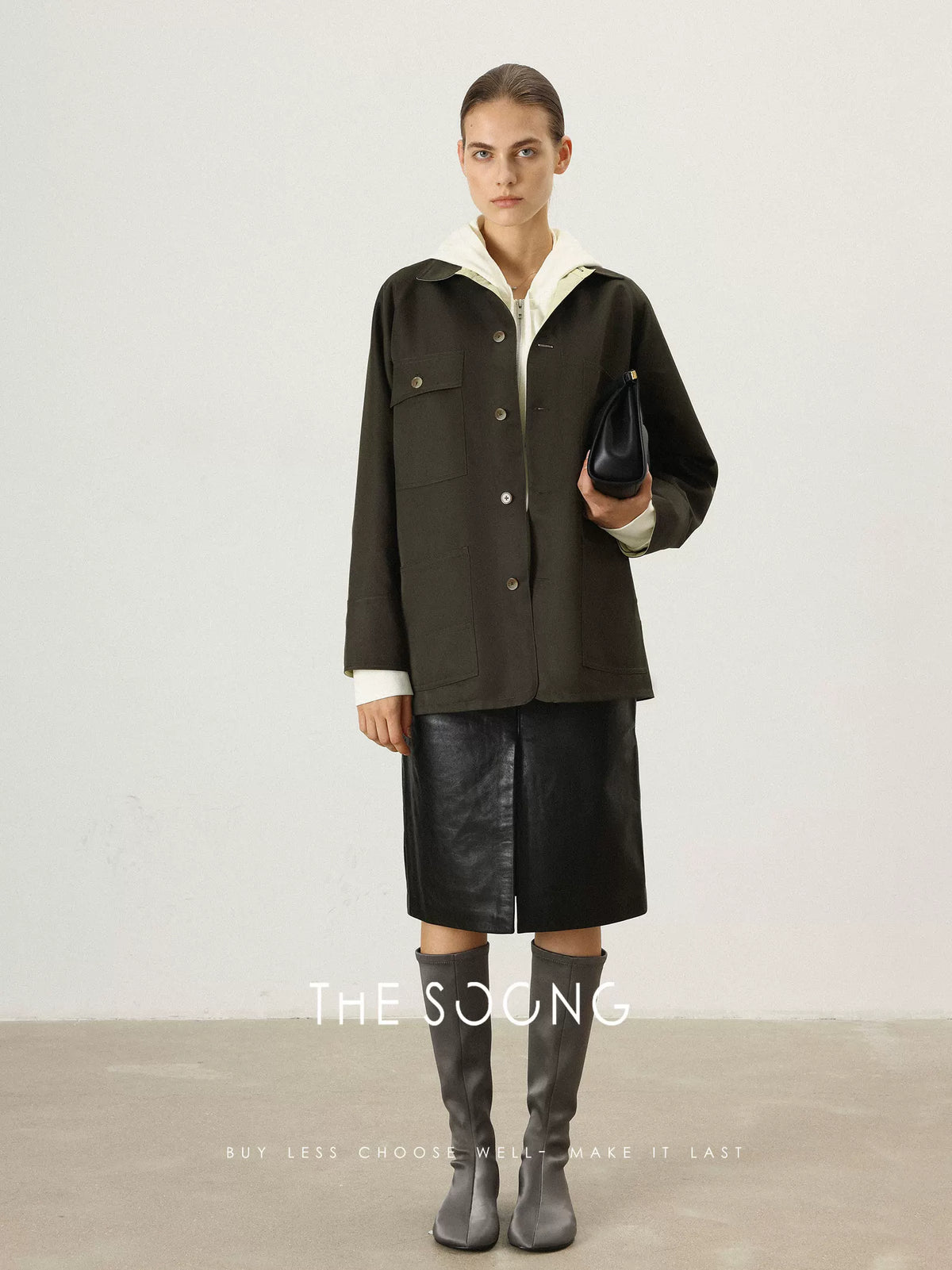 THESOONG/early spring new classic dual-cotton color-block multi-pocket loose-fit women’s collared jacket 7518