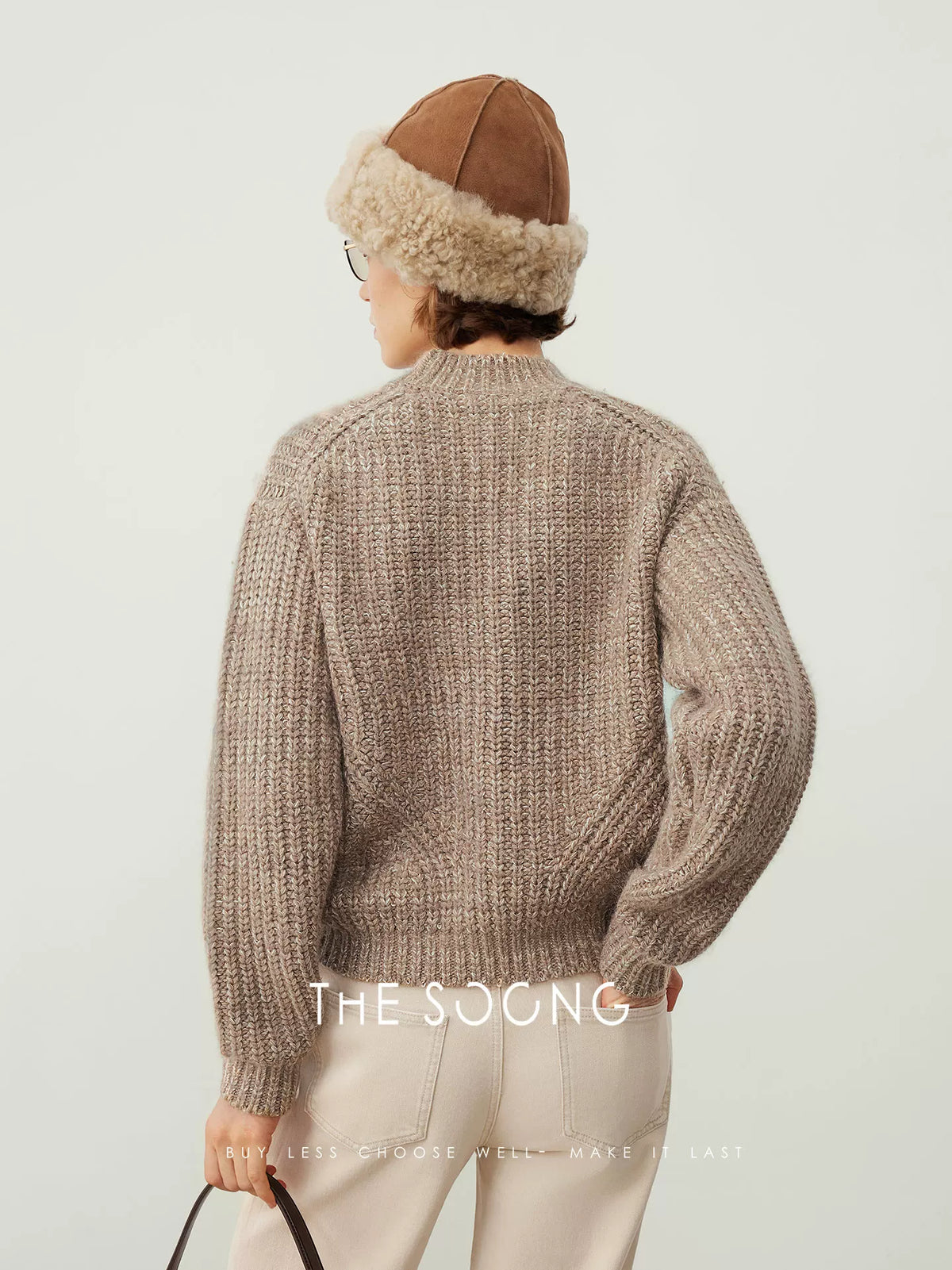 THESOONG/785g Heavyweight Autumn/Winter Knit Wool Sweater for Women, Long Sleeve Round Neck Retro 2025 HBMY7215