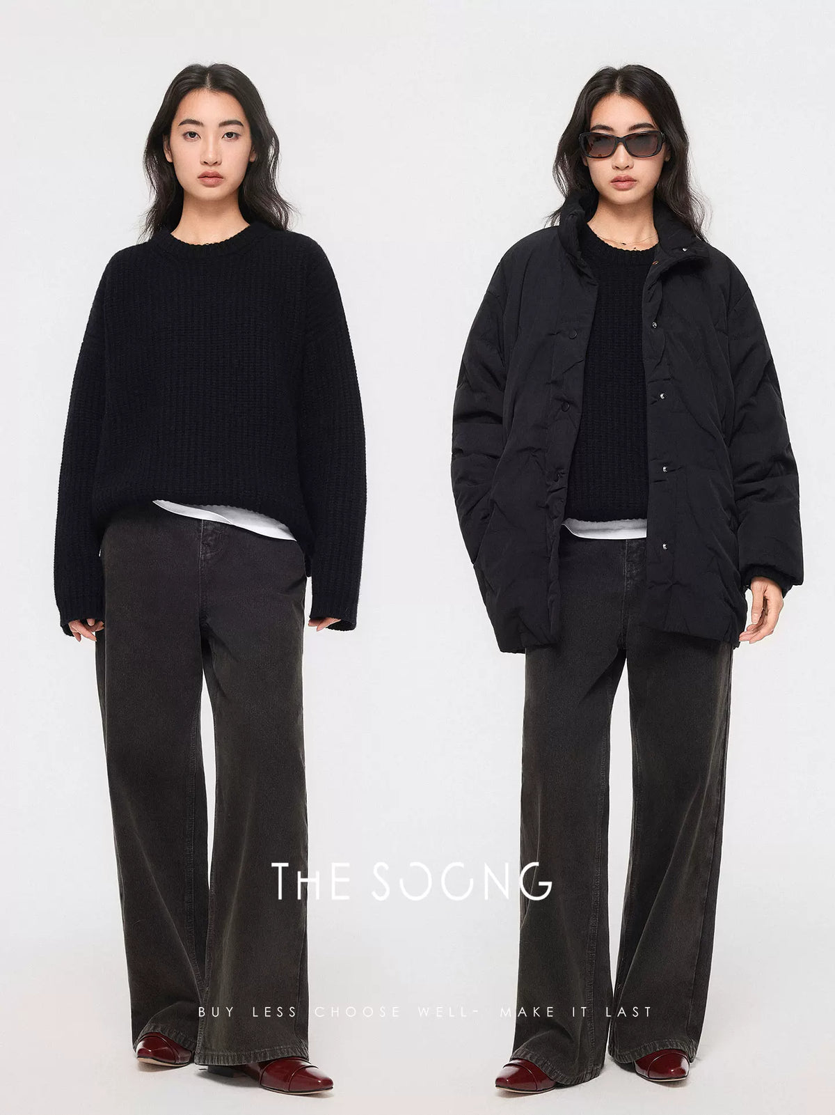 THESOONG / Custom Fabric 100% Pure Cotton Autumn and Winter Women's Vintage Mid-Rise Zipper Non-Stretch Jeans 8166