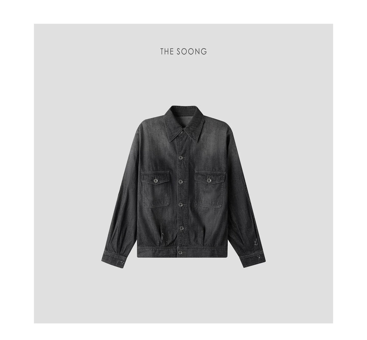THESOONG/100% pure cotton vintage handcrafted distressed washed denim shirt jacket for women 7681