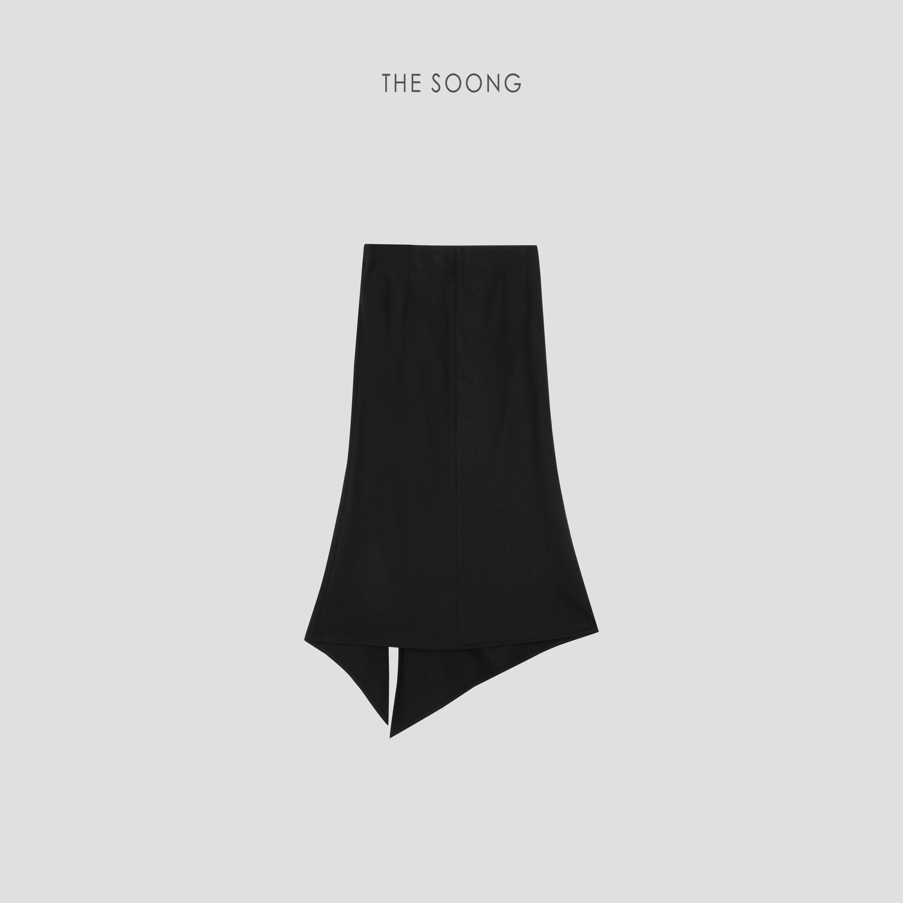 THESOONG/ Geometric Skirt, Australian Imported Wool Blend Elastic Waist Irregular Midi Skirt 9176