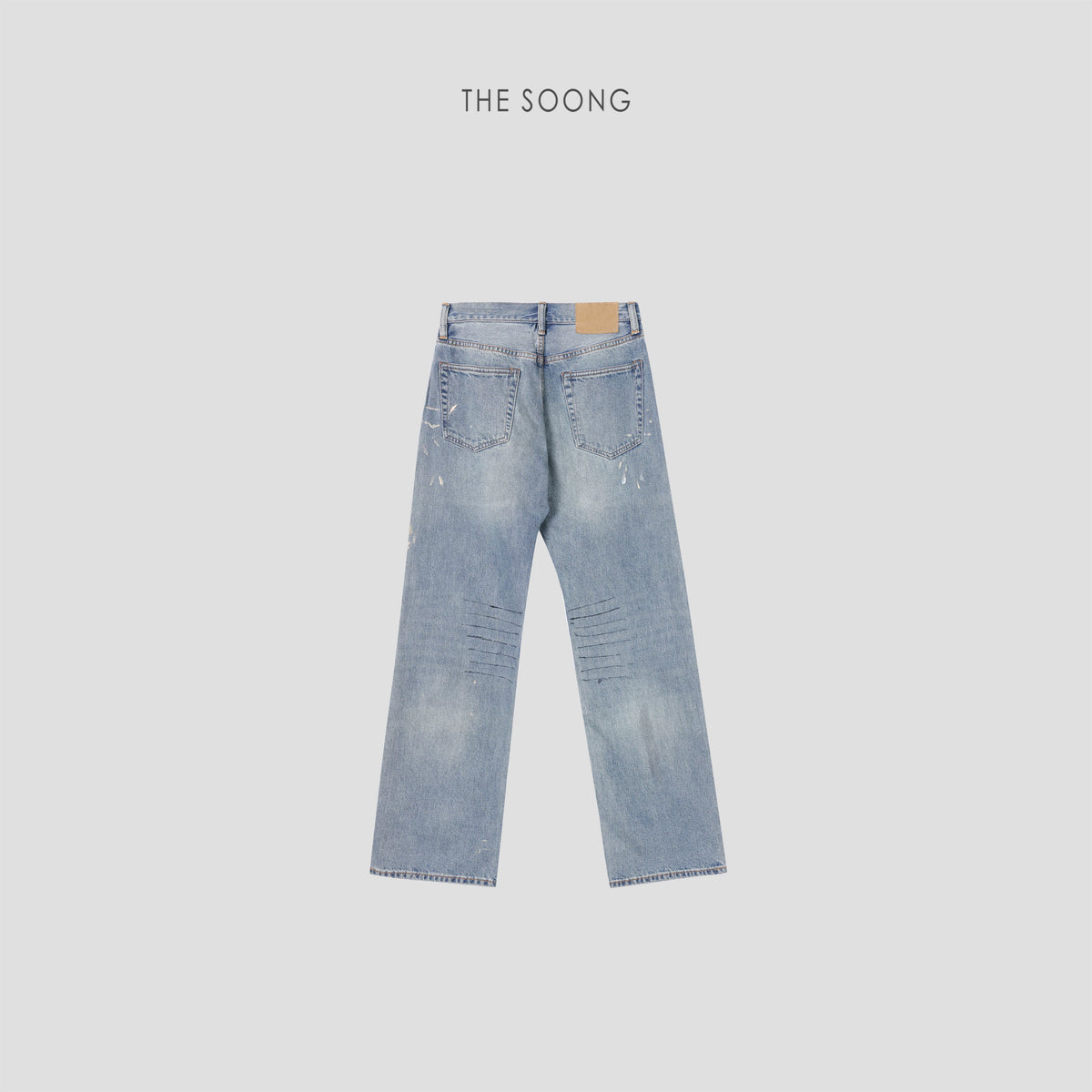 THESOONG / Hand-Painted Ink Pants Cotton Lenzing Blend Washed Ink Mid-Rise Straight Jeans for Women 7428