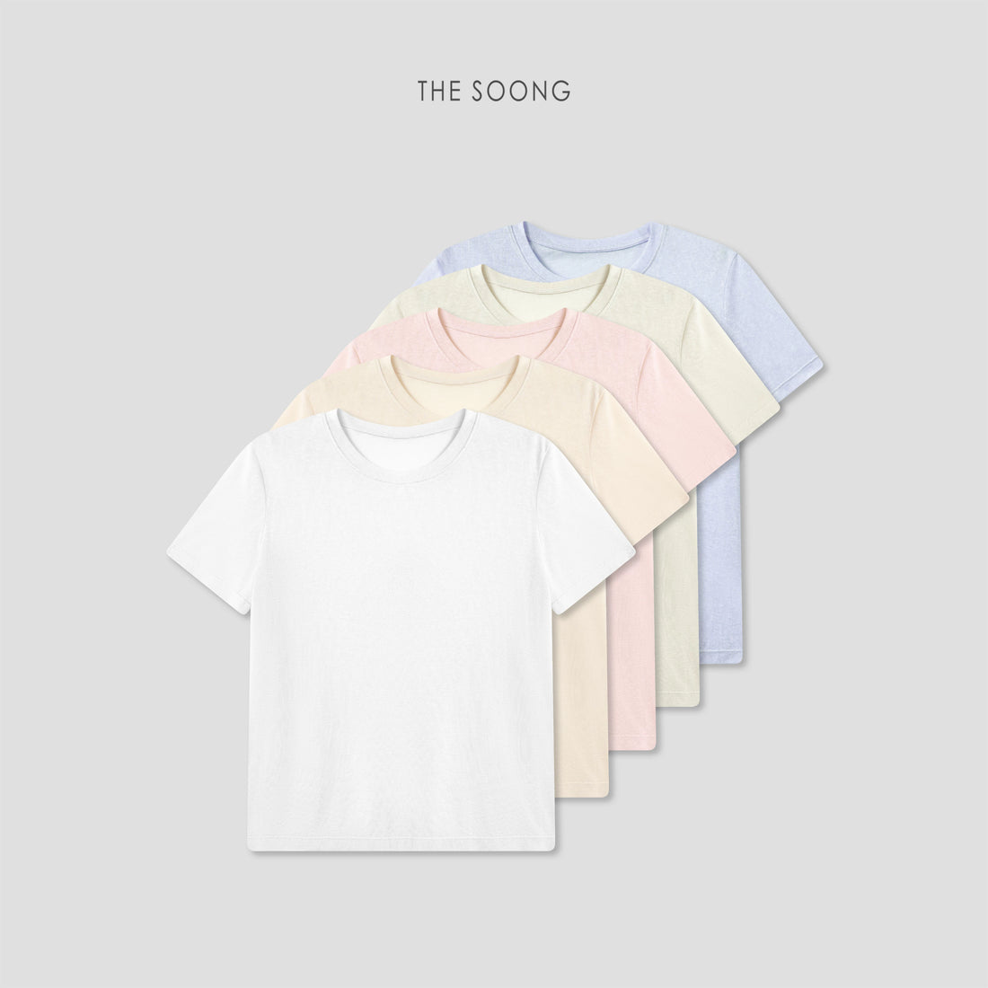 THESOONG/"Ice-feel T" lyocell blended wrinkle-resistant silky skin-friendly crew neck short-sleeve T-shirt 9064