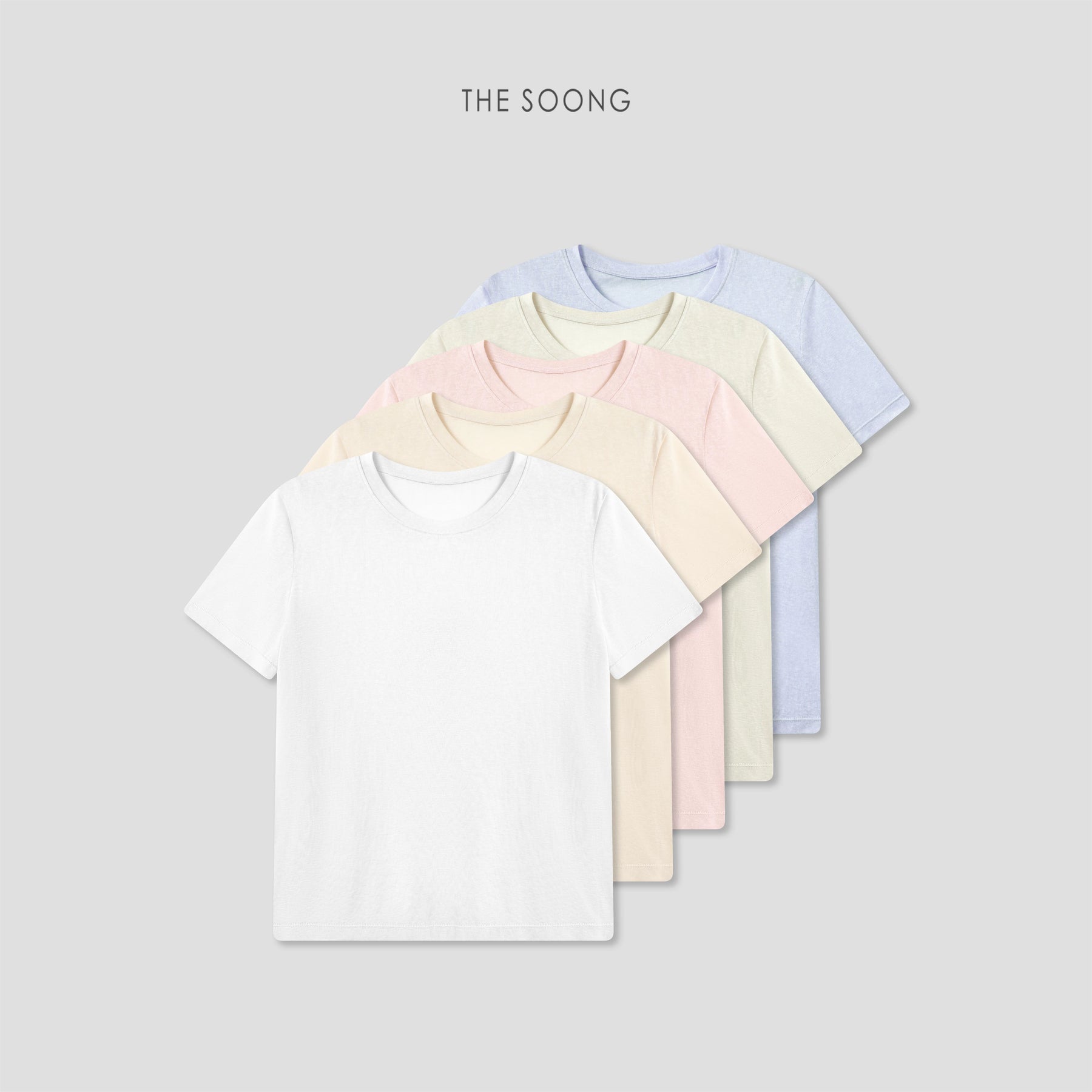 THESOONG/"Ice-feel T" lyocell blended wrinkle-resistant silky skin-friendly crew neck short-sleeve T-shirt 9064