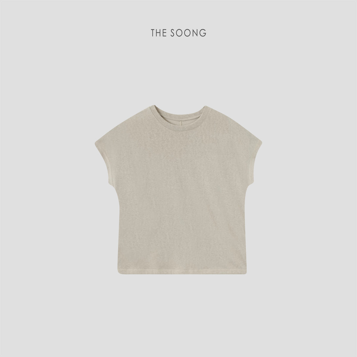 THESOONG/Rain and Dew Linen-Cotton Blend Small Sleeve T-Shirt for Women Summer Slimming Concealing Short Sleeve Top HWTX9324