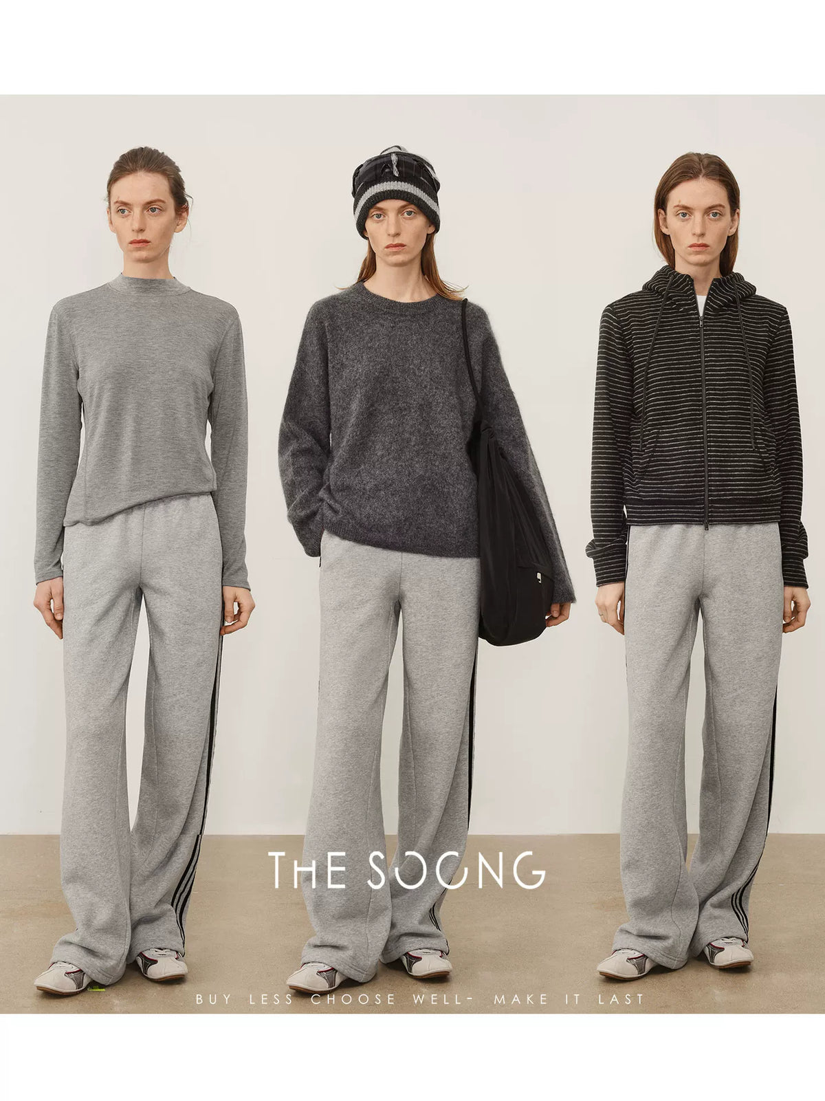 THESOONG / School Uniform Pants Fleece-lined Thick Comfortable Slim Side Stripes Adjustable Cuffed Casual Pants Women 8210