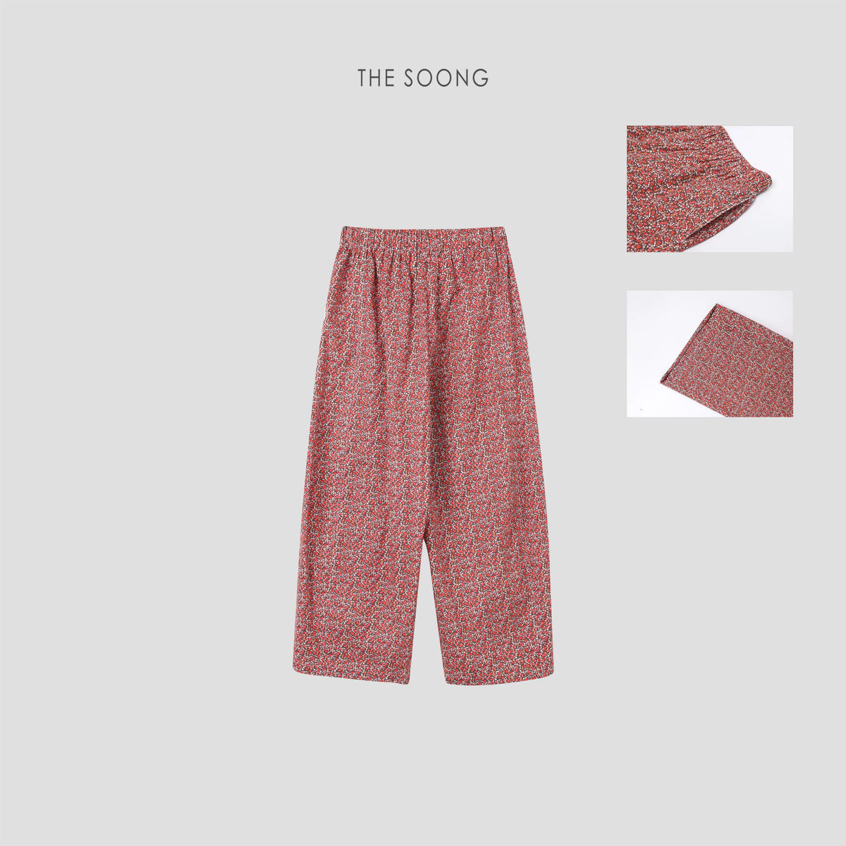 THESOONG / Grandma Pants Natural Skin-Friendly Cotton Heavy Enzyme Washed Soft Relaxed Elastic Waist Casual Pants for Women 7152