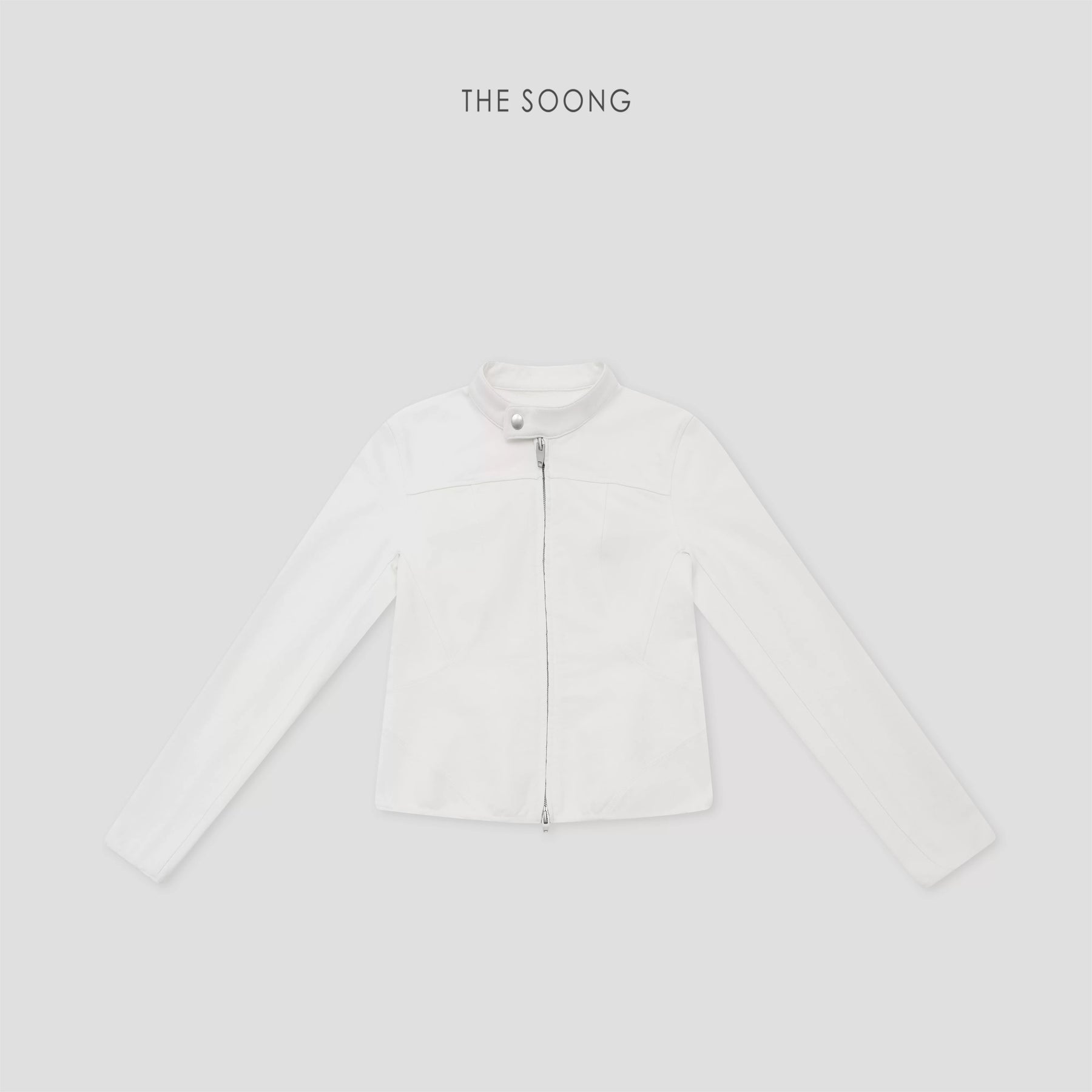 THESOONG / 'Draped shaping' 26s early spring 100% pure cotton skin-friendly linear stand collar jacket for women 7854
