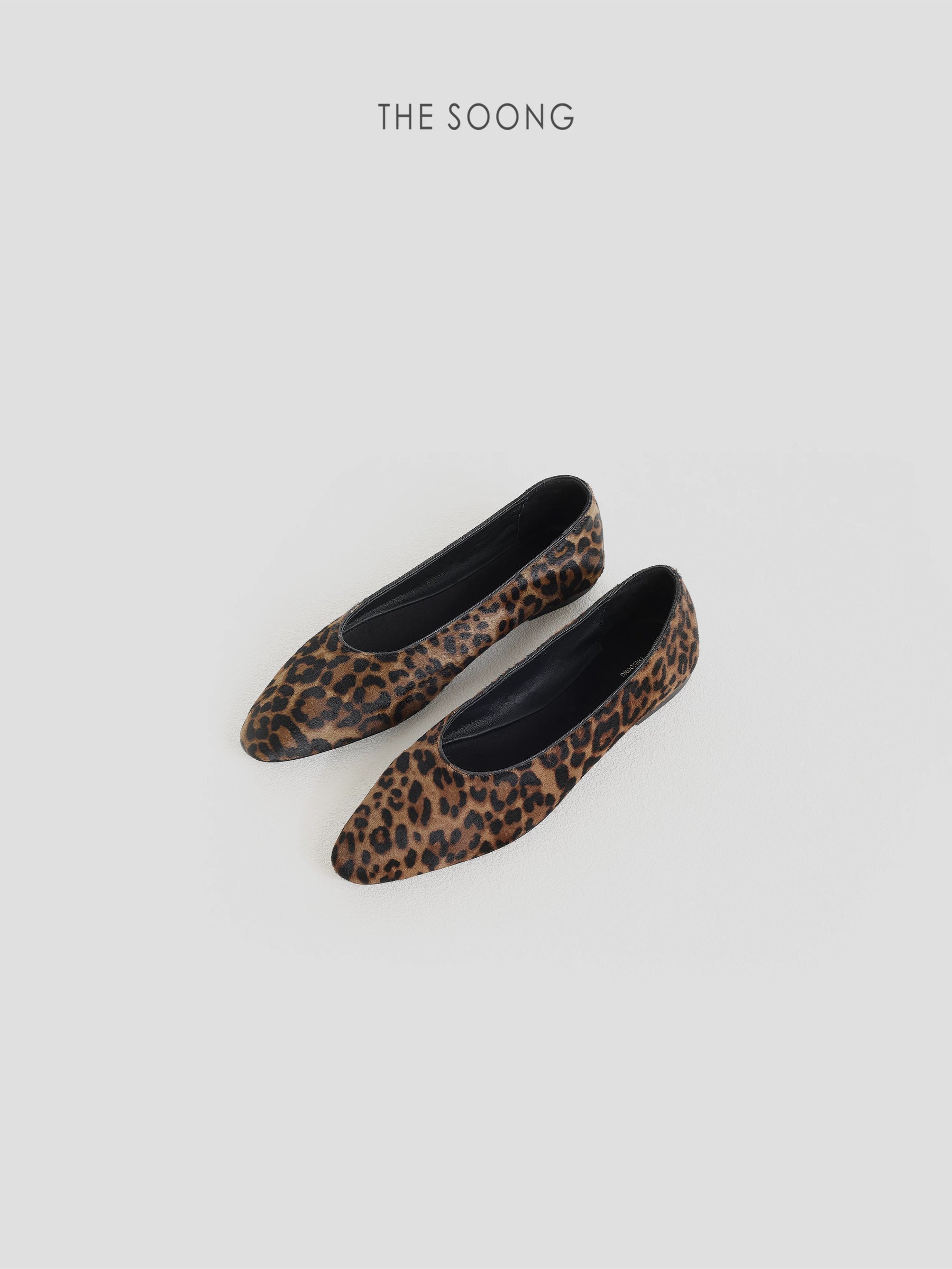 THESOONG / Leopard Print Shoes New Calfskin Original Leopard Texture Genuine Fur Leopard Flats for Women 9532