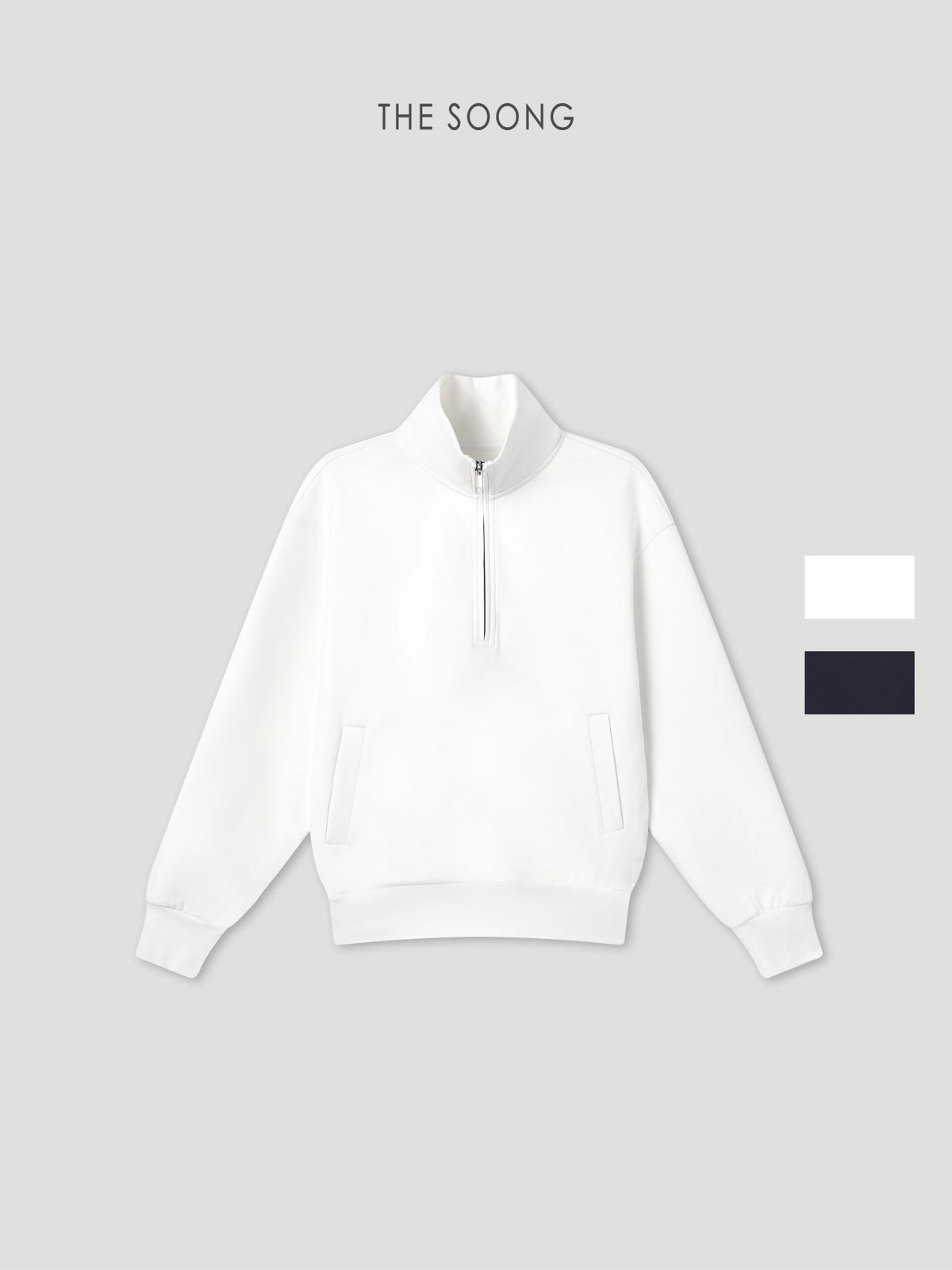 THESOONG/Quiet Luxurious Cloud Feel Cotton Blend High-Elastic Structured Half-Zip Stand Collar Sweatshirt 9387