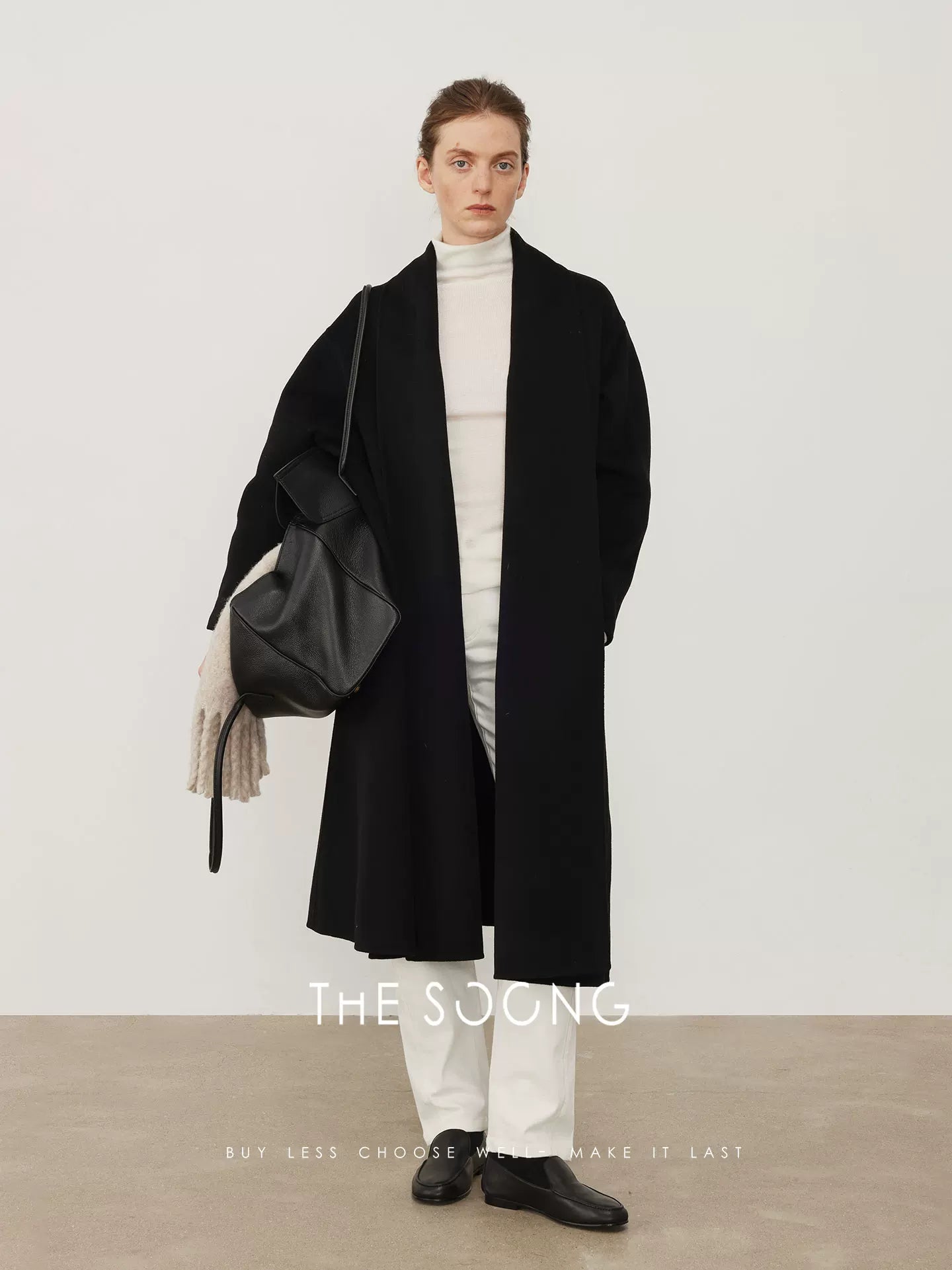 THESOONG/Moody warmth, classic cashmere wool patched sleeve relaxed coat jacket 8078