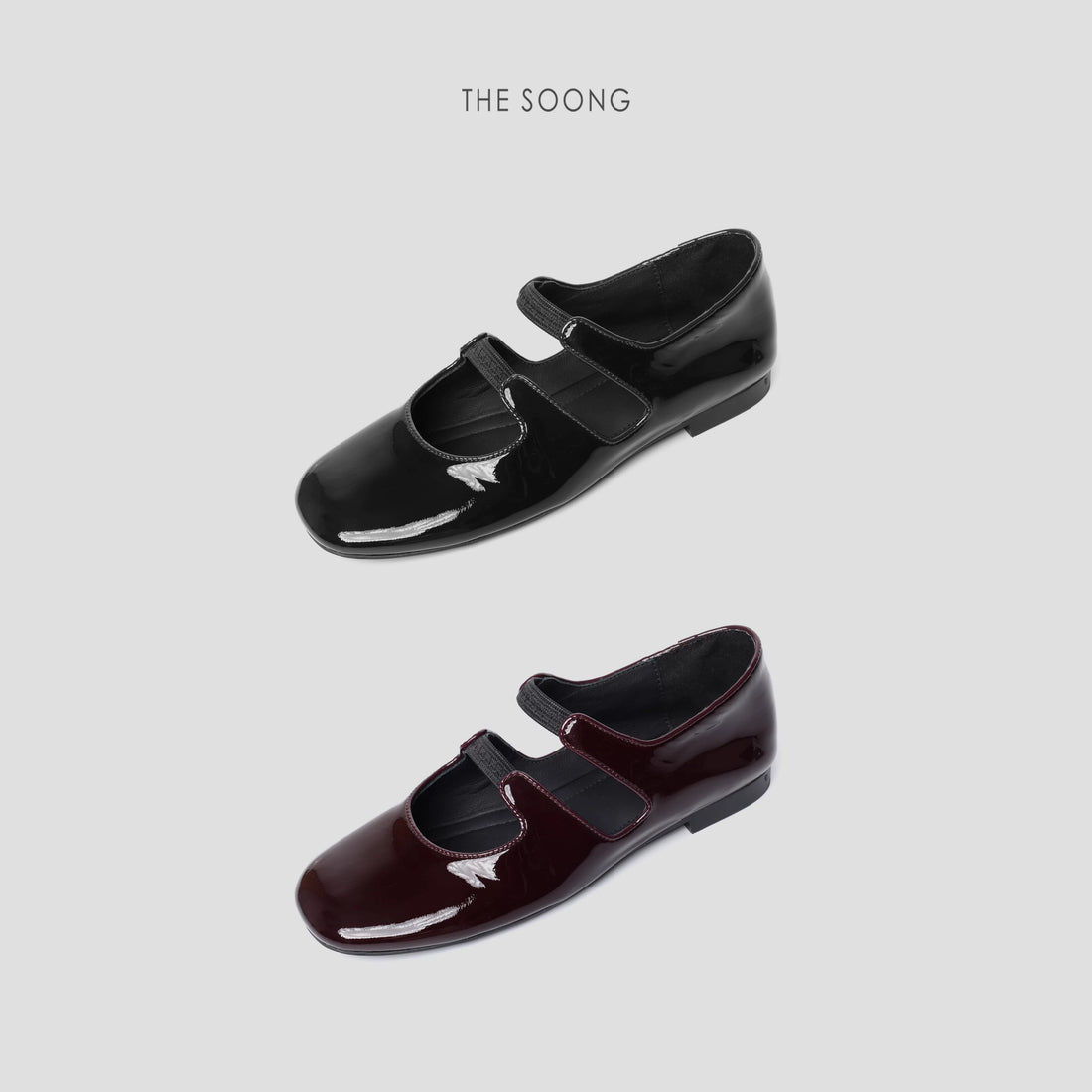 THESOONG/Classic Mary Jane Shiny Patent Leather Small Shoes Retro Elegant Elastic Band Versatile Black Shoes for Women