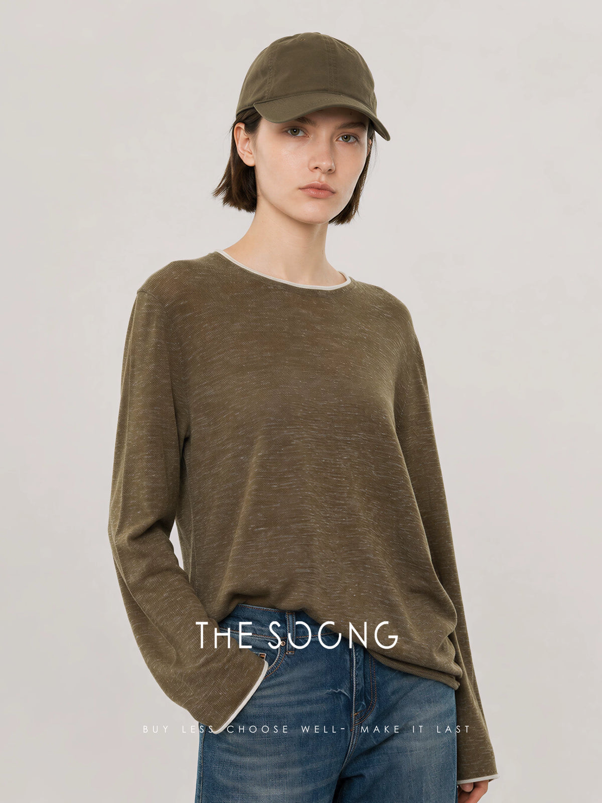 THESOONG/Lightweight Comfort Mulberry Silk High-Weight Blended Wool Round Neck Long-Sleeve Base Shirt 8581