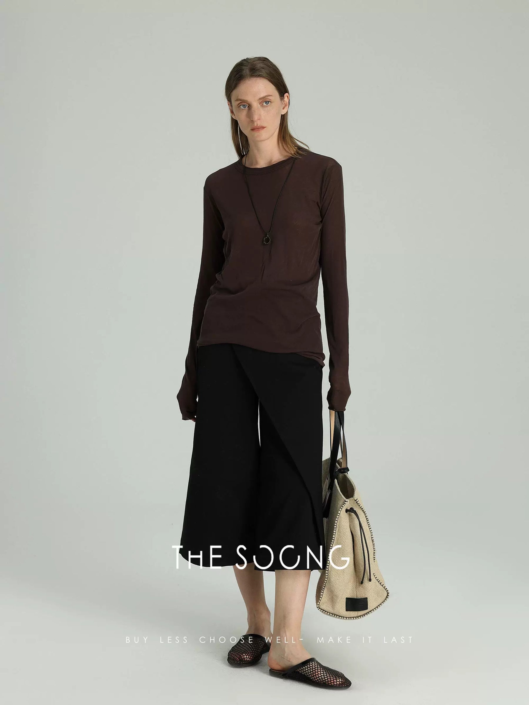 【Clearance 3】Yamamoto Pants Spring/Summer 100% cotton classic black irregular A-line cropped wide-leg pants 6478