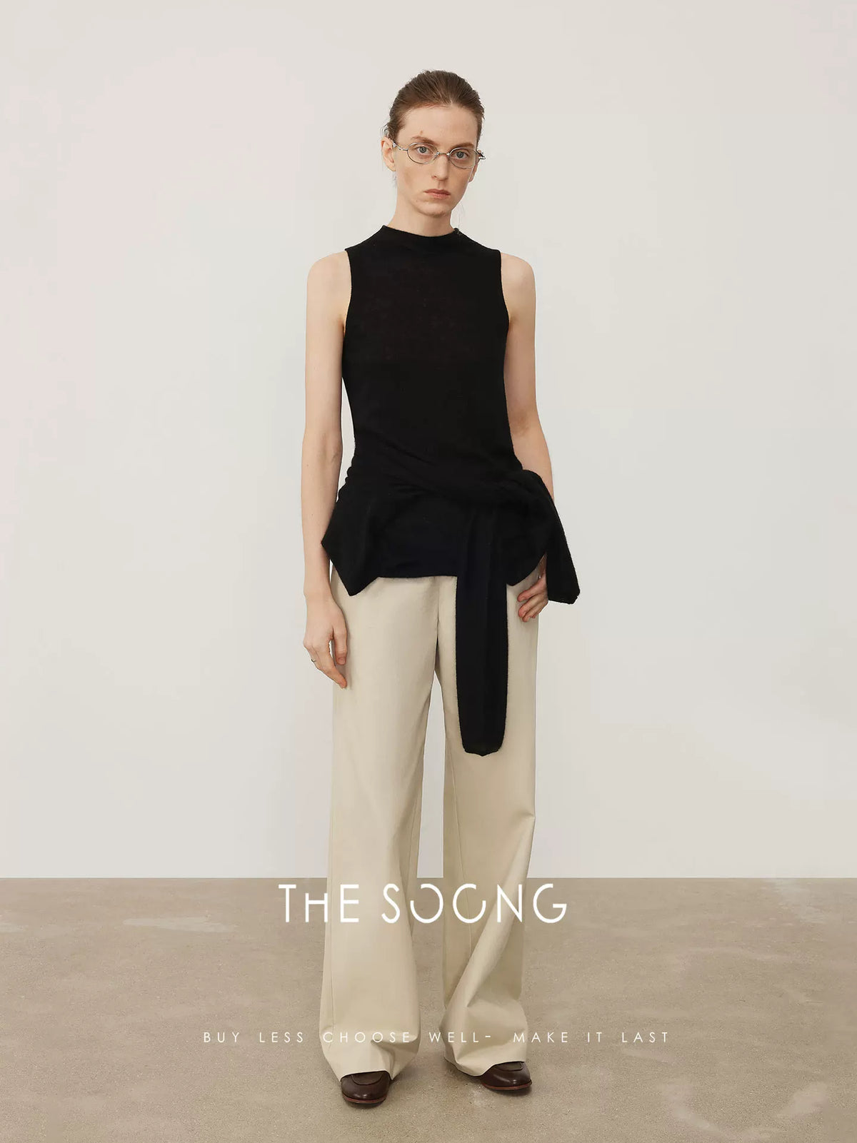 THESOONG/ Layered aesthetics Italian woven cashmere-wool one-piece fake two-piece sweater 7563