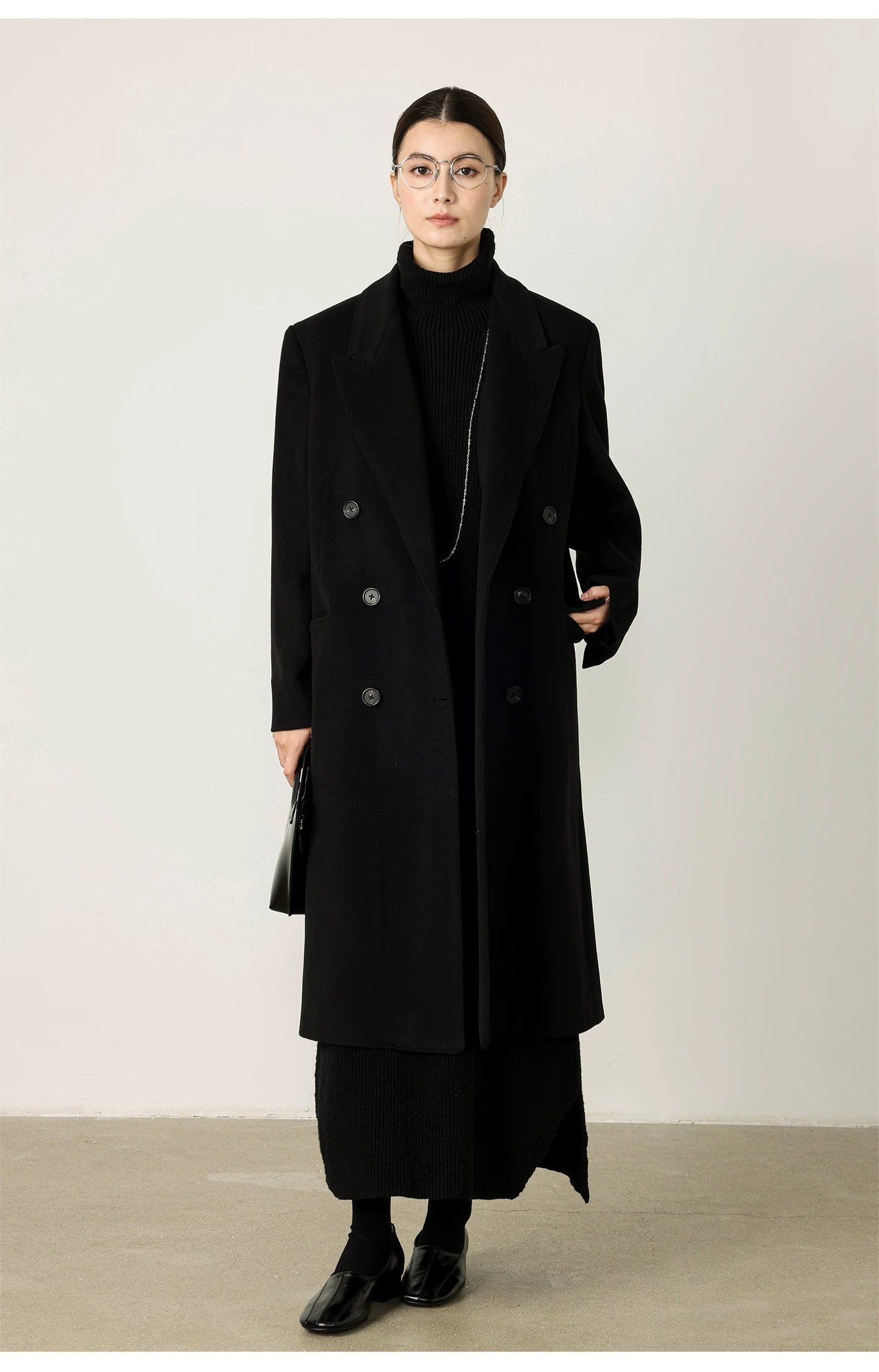 THESOONG/Autumn/Winter Classic Double-Breasted Cashmere Wool High-End Coat Jacket for Women 7281
