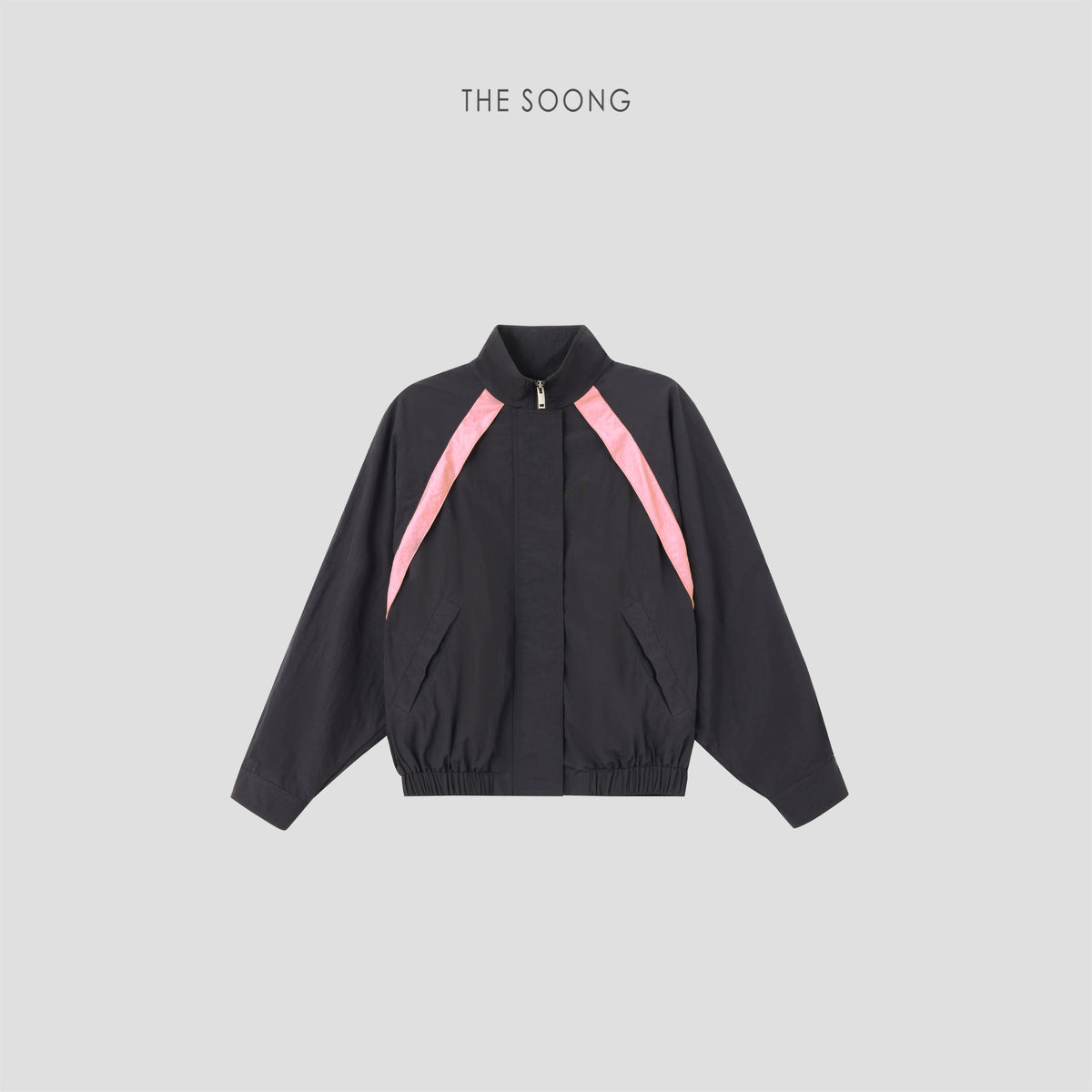 THESOONG/Neon Jacket Selected 100% Nylon Windproof Color-Block Stand Collar Short Jacket 8923