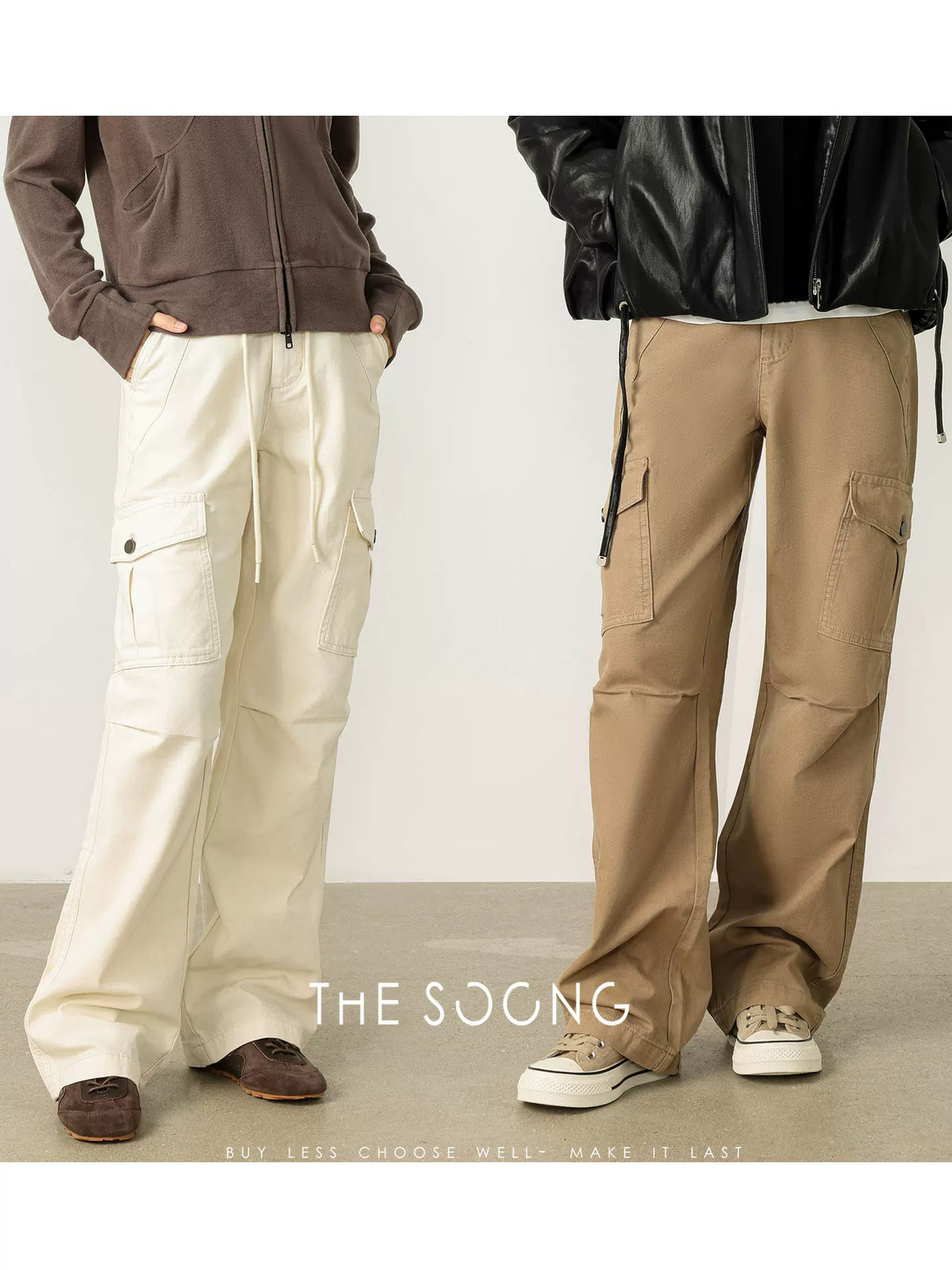 THESOONG / Heavyweight Retro Work Pants for Women Straight Cut Petite Cool Hiking Autumn HWKZ7514