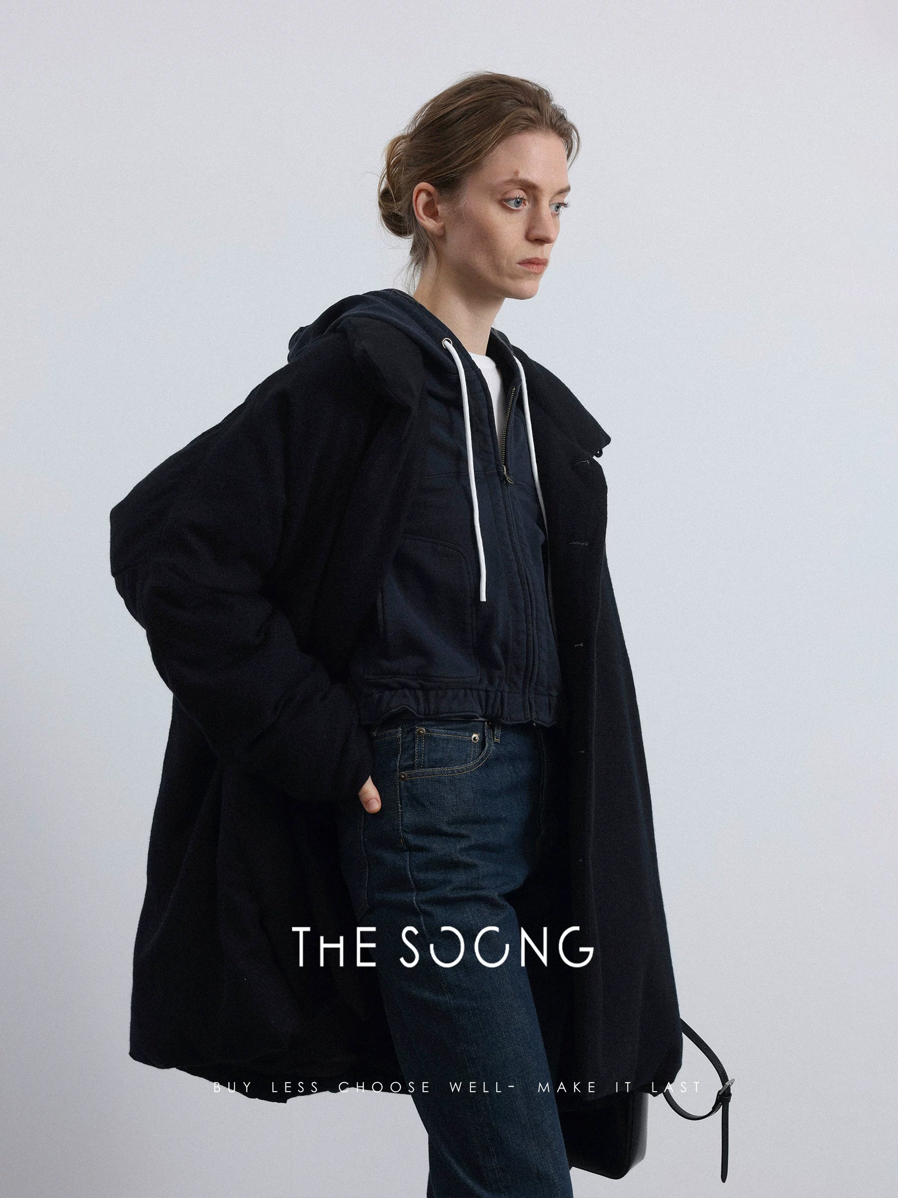 THESOONG / Relaxed Edge 95 White Goose Down Winter Black High-end Stand-collar Down Jacket 8090