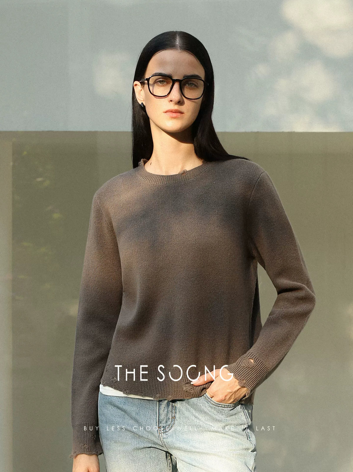 THESOONG / 350g 100% merino wool autumn-winter baseline wool sweater for women, casual round-neck sweater 7661