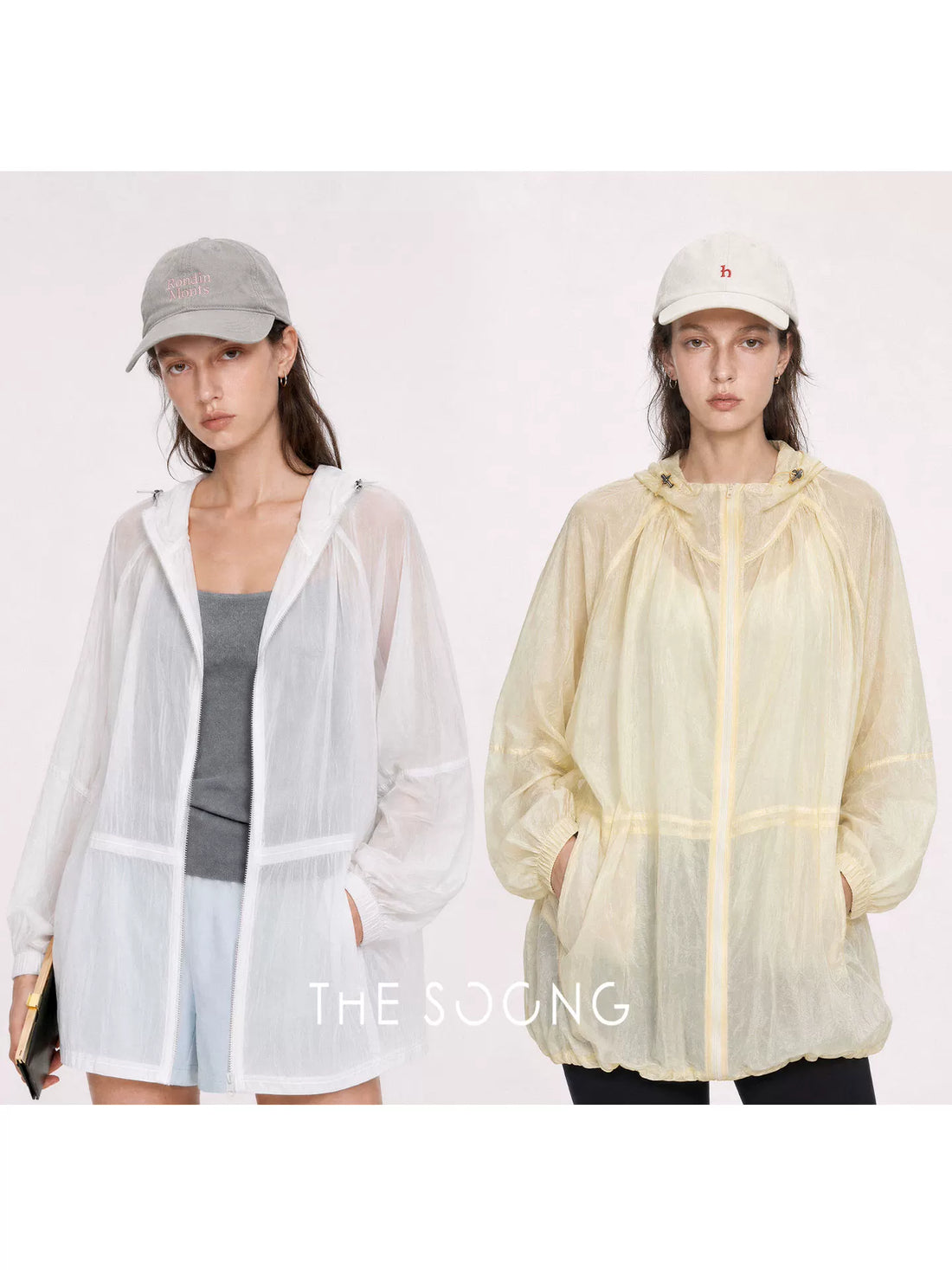 THESOONG/summer thin-structure gathered design women’s lightweight hooded sun-protective top 9220