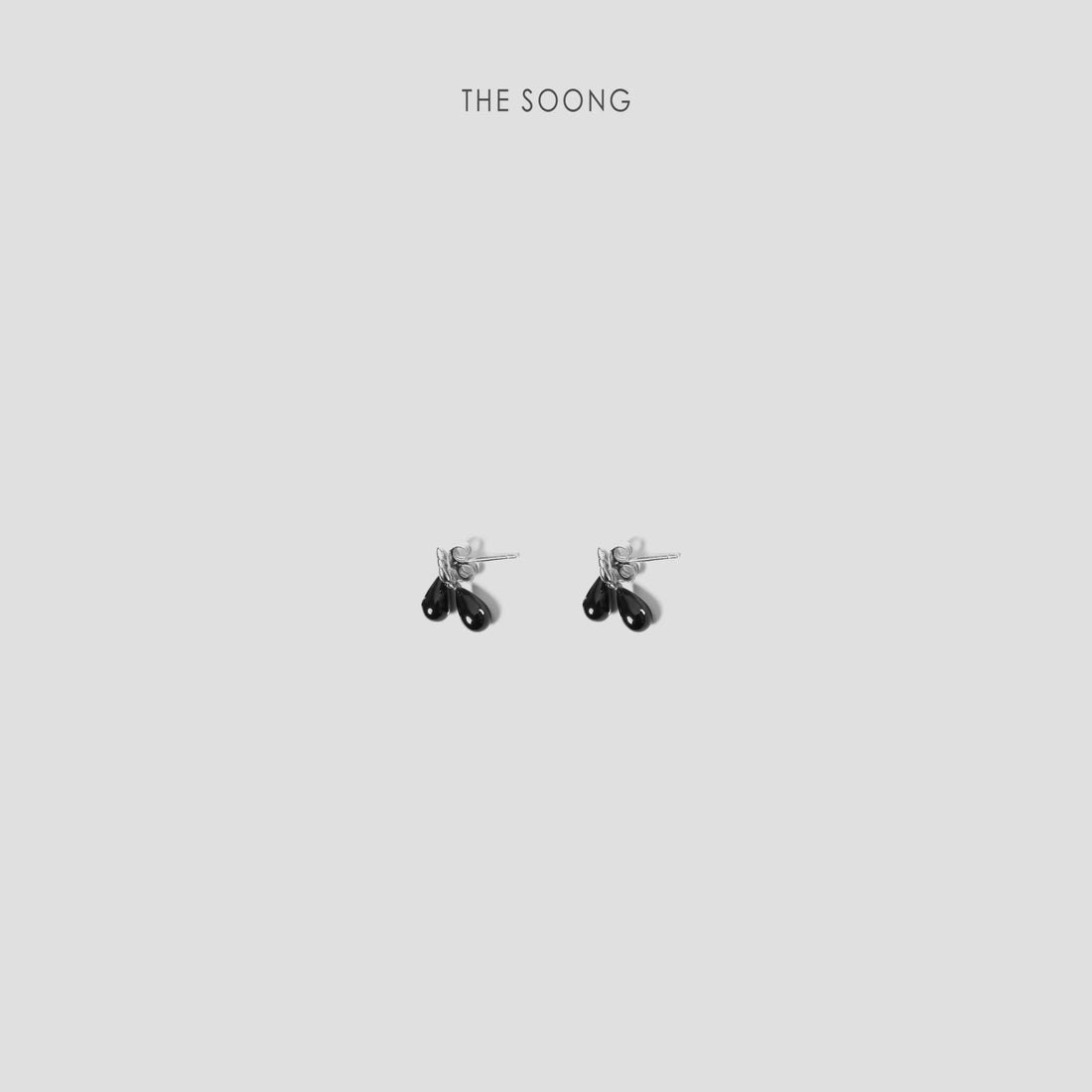 THESOONG/Black sesame, meticulously crafted polished anti-oxidation 925 silver pin pendant earrings 7207